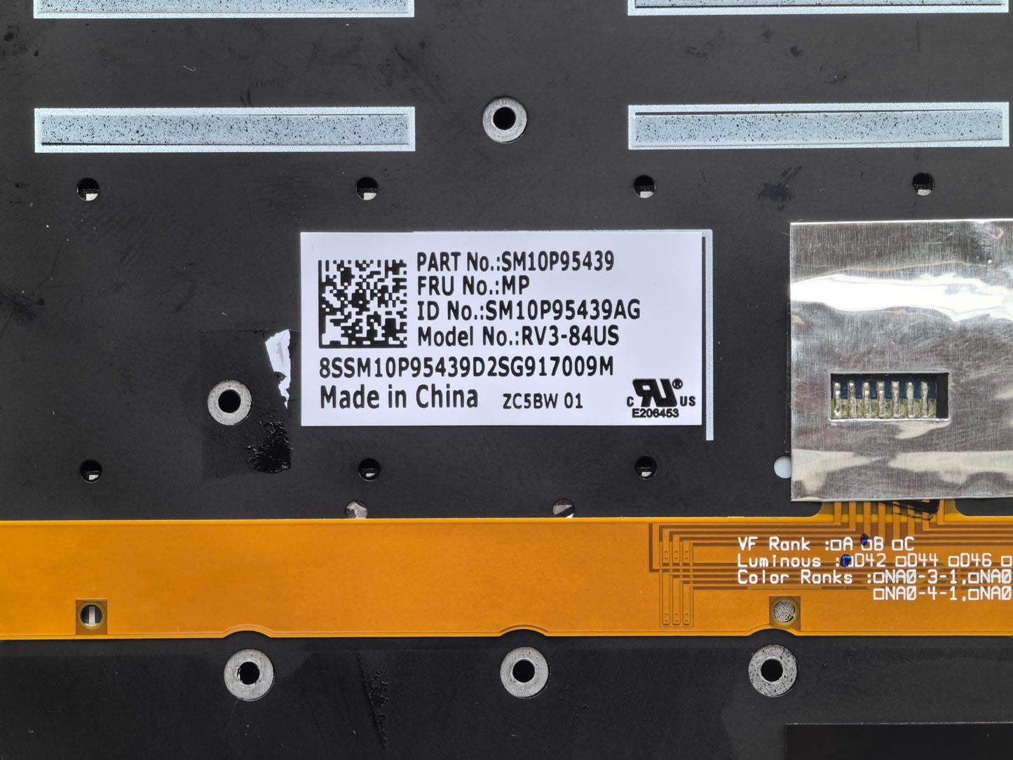 Original New for Lenovo IBM Model No RV3-84US Part No SM10P95439 US Backlit Keyboard