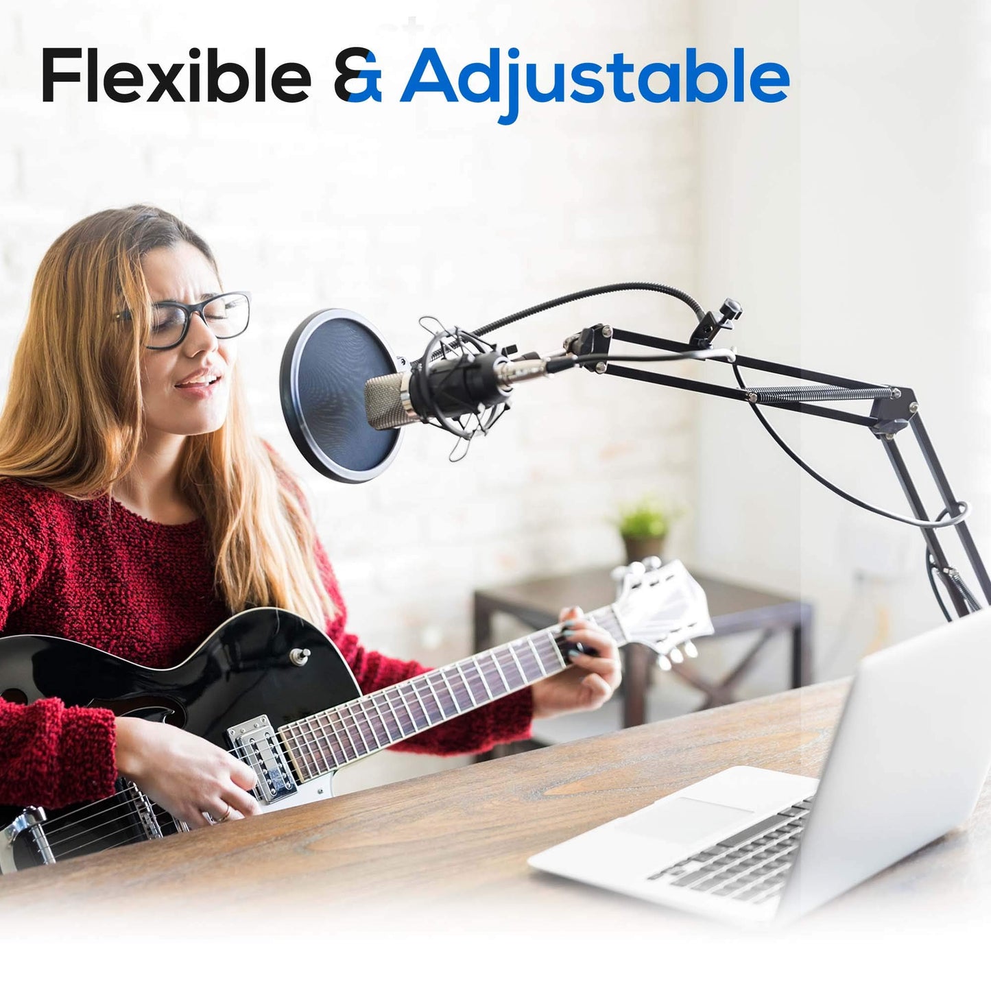 Sound Around Soul Inscriptions Press USB Suspension Boom Microphone Stand-Adjustable Compact USB Microphone Arm Stand,Durable Steel for Radio