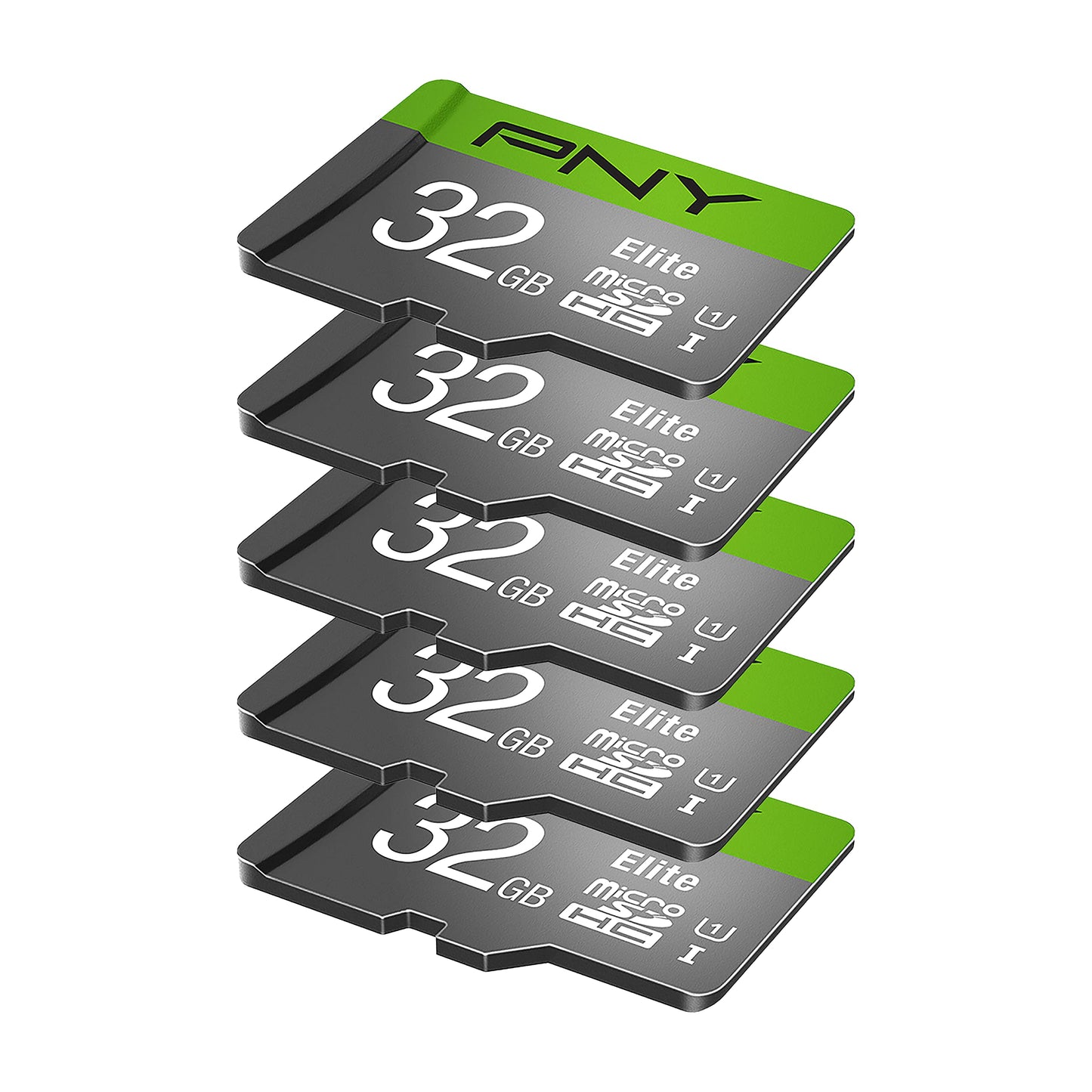 PNY 32GB Elite Class 10 U1 microSDHC Flash Memory Card - 100MB/s, Full HD, UHS-I, Micro SD, 5 Count (Pack of 1)