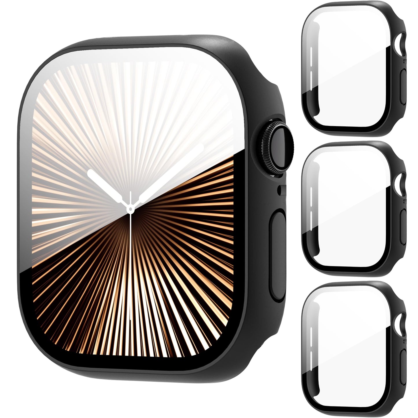 AIDOWU 3 Pieces Hard PC 360° Case Compatible with Apple Watch Series 9/8/7 45 mm Tempered Glass Screen Protector Anti-Scratch, Sensitive Touch