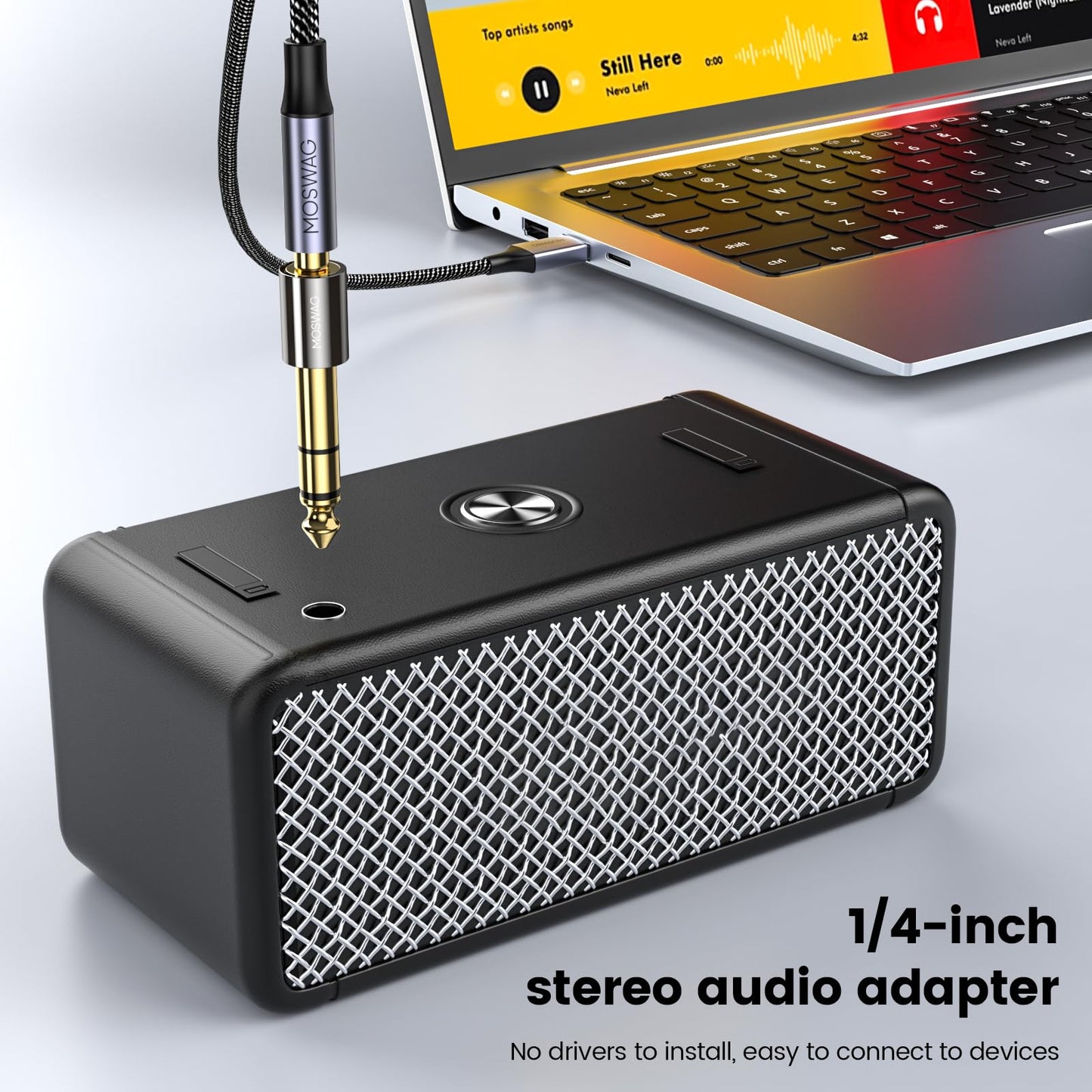 MOSWAG 6.35mm 1/4 Male to 3.5mm 1/8 Female Stereo Headphone Adapter Audio Jack Plug Gold Plated Compatible with Speaker Headphone Guitar Digital Piano