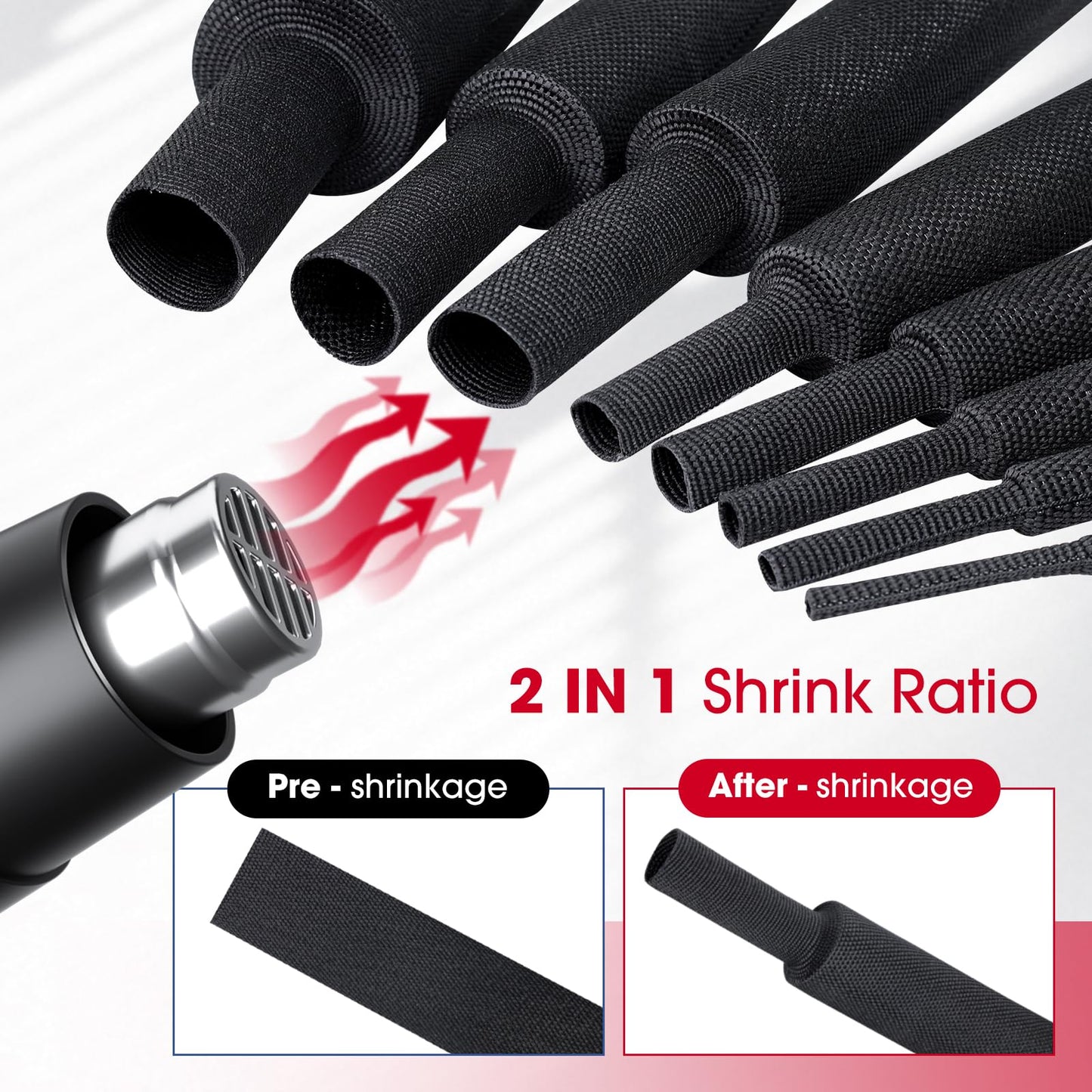 Sonoreboom 3/8" - 18 feet Cable Management Sleeving, 2:1 Fabric Heat Shrink Braided Sleeve Protector Cover Cable/Wire/Irregular Shape Hose
