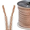 Cmple - 2 Conductor 14AWG Speaker Wire for Home Theater System, Amplifier, Car Audio Speaker Cable - 50 Feet, Clear