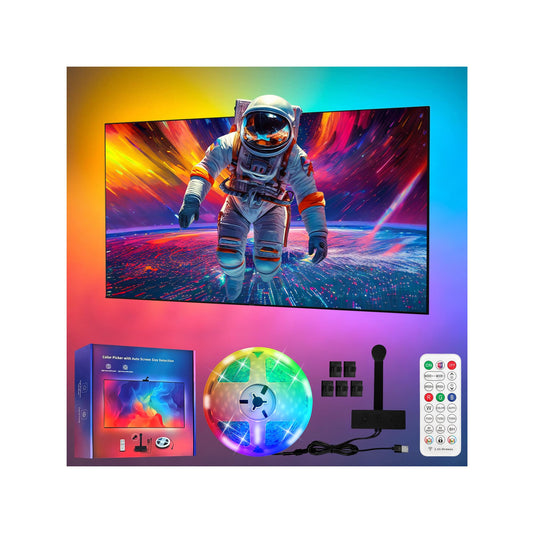 GHPFLOXQY TV Backlight with Camera for 75-85 Inch TV, 16ft LED Strip Lights that Sync with TV, 90 LEDs/m Bias Lighting, Music Sync LED Strip