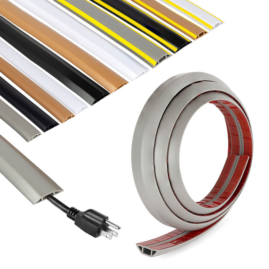 Rubber Bond Cord Cover Floor Cable Protector - Strong Self Adhesive Floor Cord Covers for Wires - Low Profile Extension Cord Covers for Floor & Wall