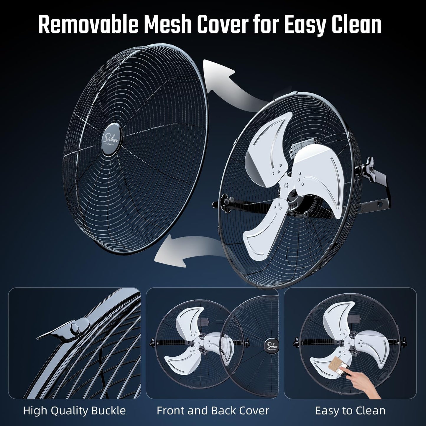 Simple Deluxe 18 Inch Industrial Wall Mount Fan, Max 4200 CFM 3 Speed Commercial Ventilation Metal Fan for Warehouse, Greenhouse, Workshop, Patio