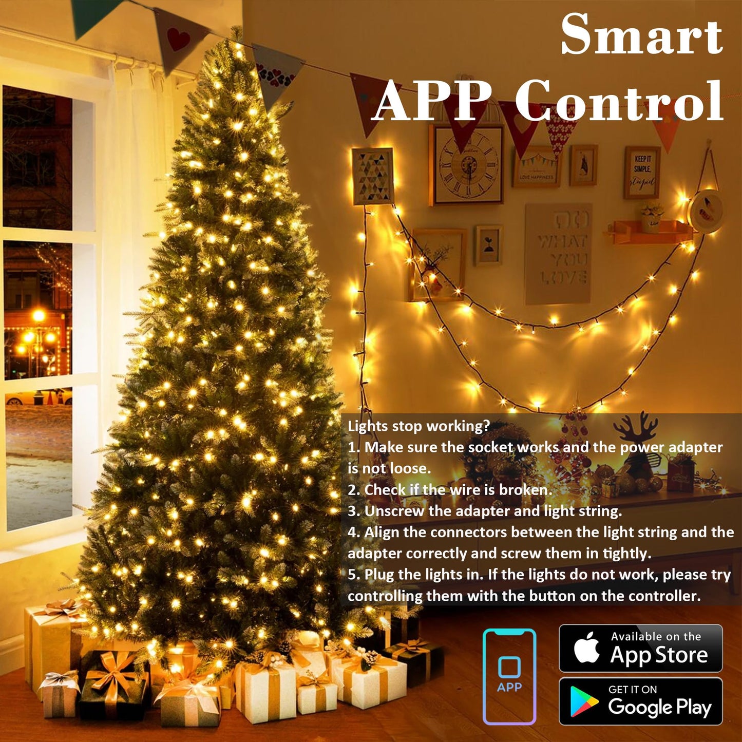 BrizLabs Color Changing Christmas Lights, 262ft 800 LED Smart Christmas String Lights Work with Alexa & Google Home, Warm White & Multicolor WiFi Xmas