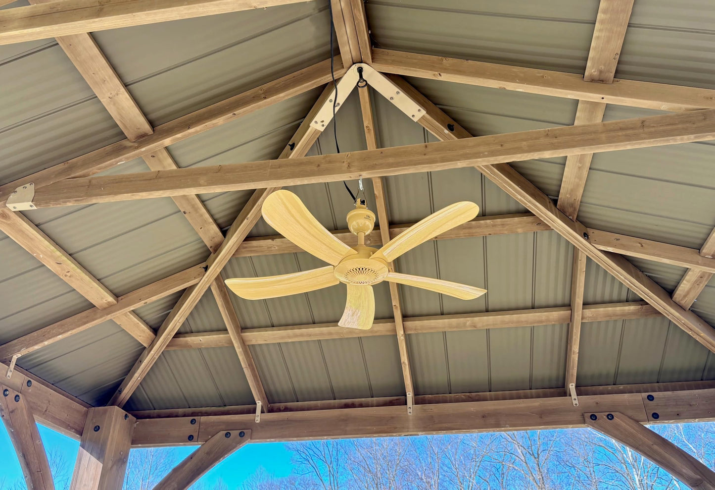 Pergola Breeze Single Speed 31” Portable Ceiling Fan AC 110V with 15’ cord & in-line power switch. Great for Pergolas Gazebos Workshops Canopies