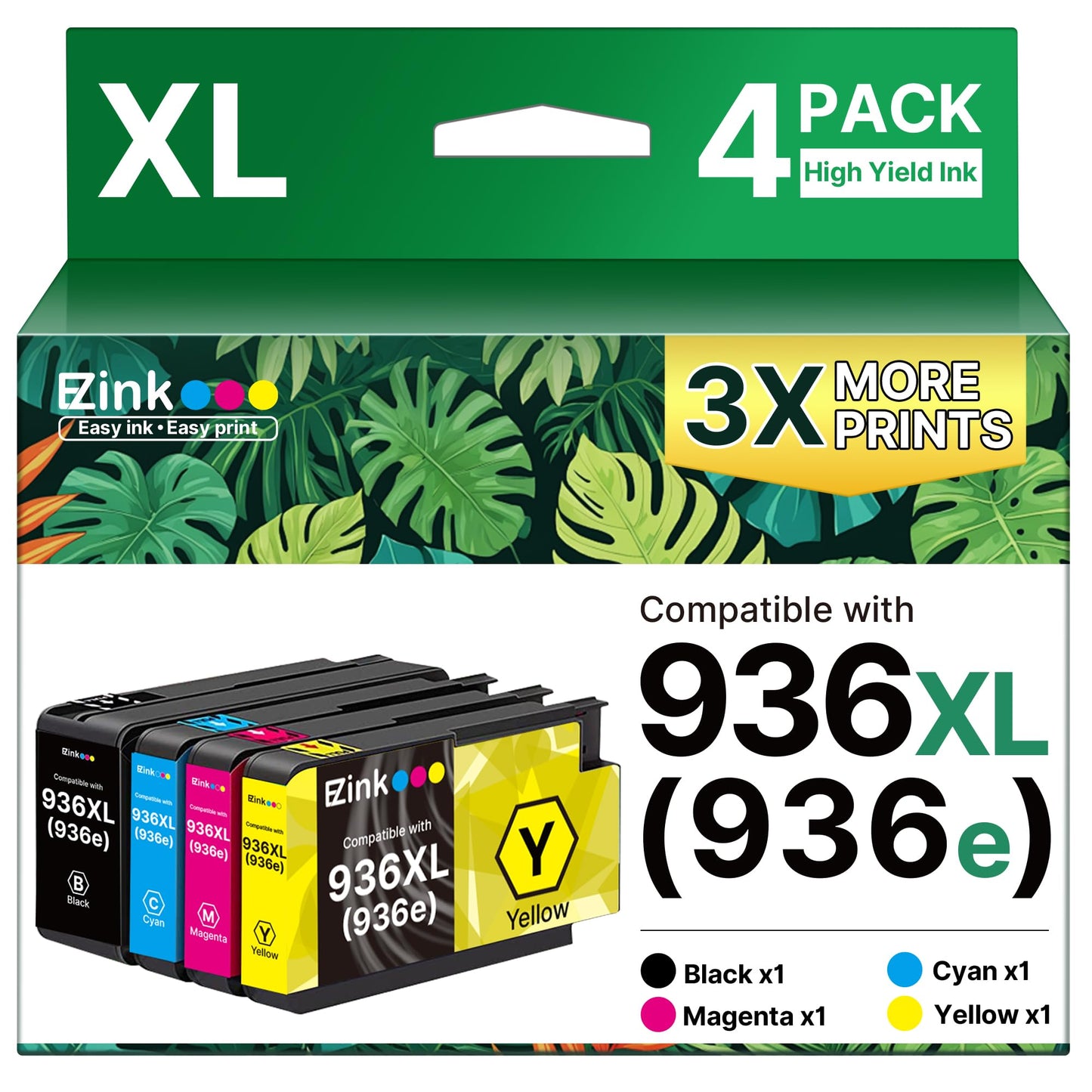 E-Z Ink 936XL 936e 936 Ink Cartridges for HP Printers Replacement for HP 936 Ink Cartridges Combo Pack Work with OfficeJet Pro 9125e 9120e 9730e 9130