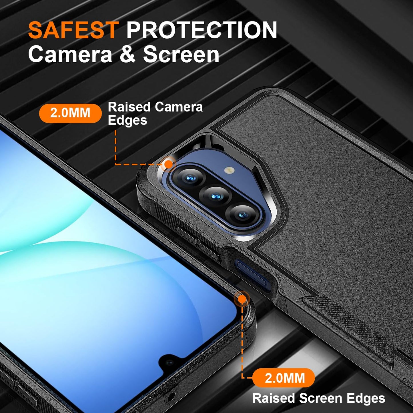 Ezanmull for Samsung Galaxy A17 5G Phone Case, [Military Grade Drop Protection] [Glass Screen Protector + Camera Lens Protector] Non-Slip Shockproof