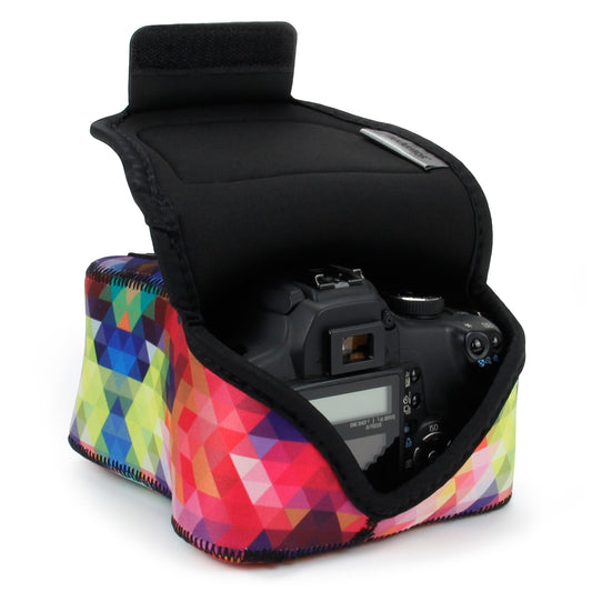 USA Gear Camera Sleeve (Medium) for Compact SLRs Compatible with Canon EOS R100 Nikon Z30 Sony ZV-E10, and more - Padded Neoprene DSLR Case