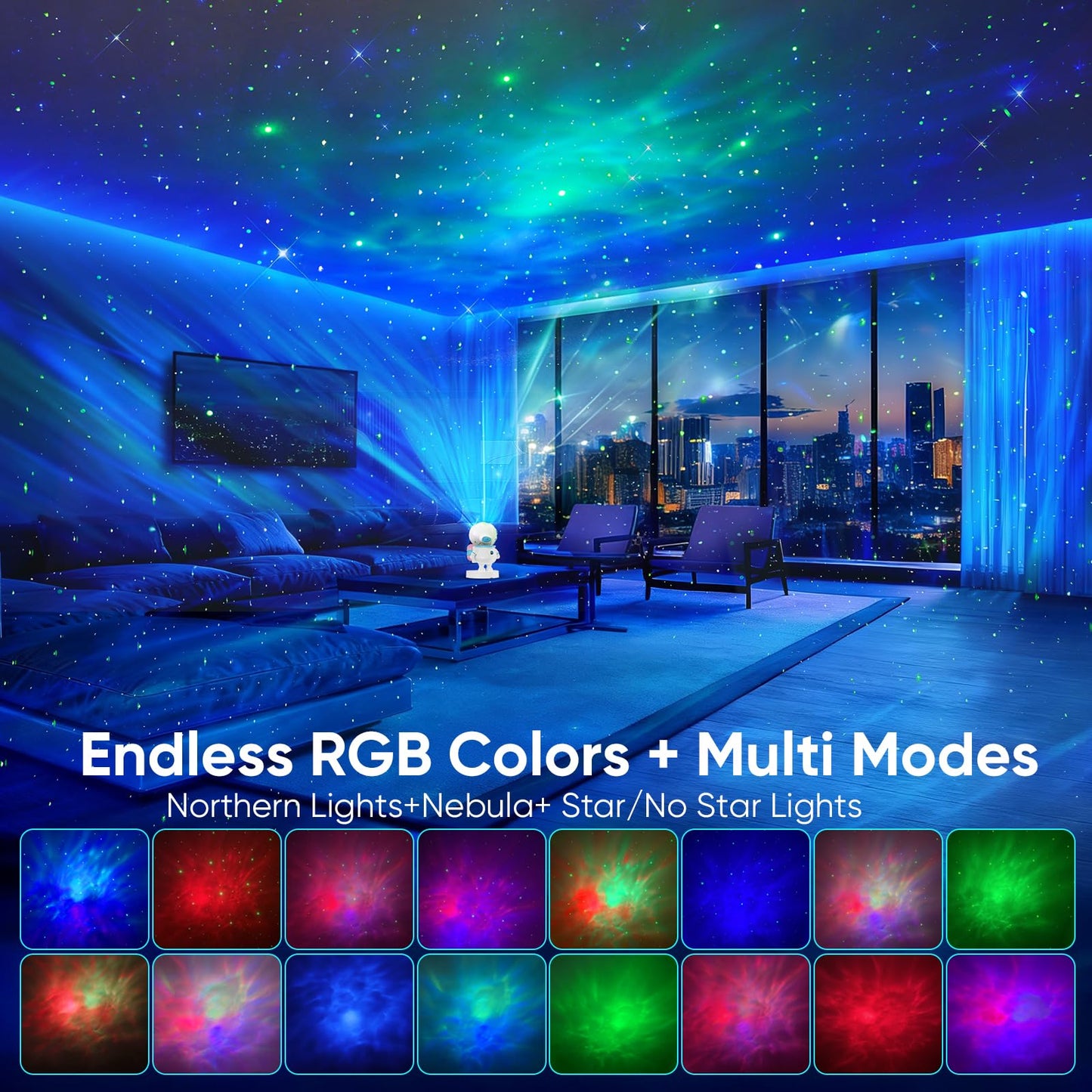 Astronaut Galaxy Star Projector Light, Aurora LED Night Light Lamp for Bedroom,Adults Kids Room Decor, Space Starry Nebula Ceiling Lighting Projector