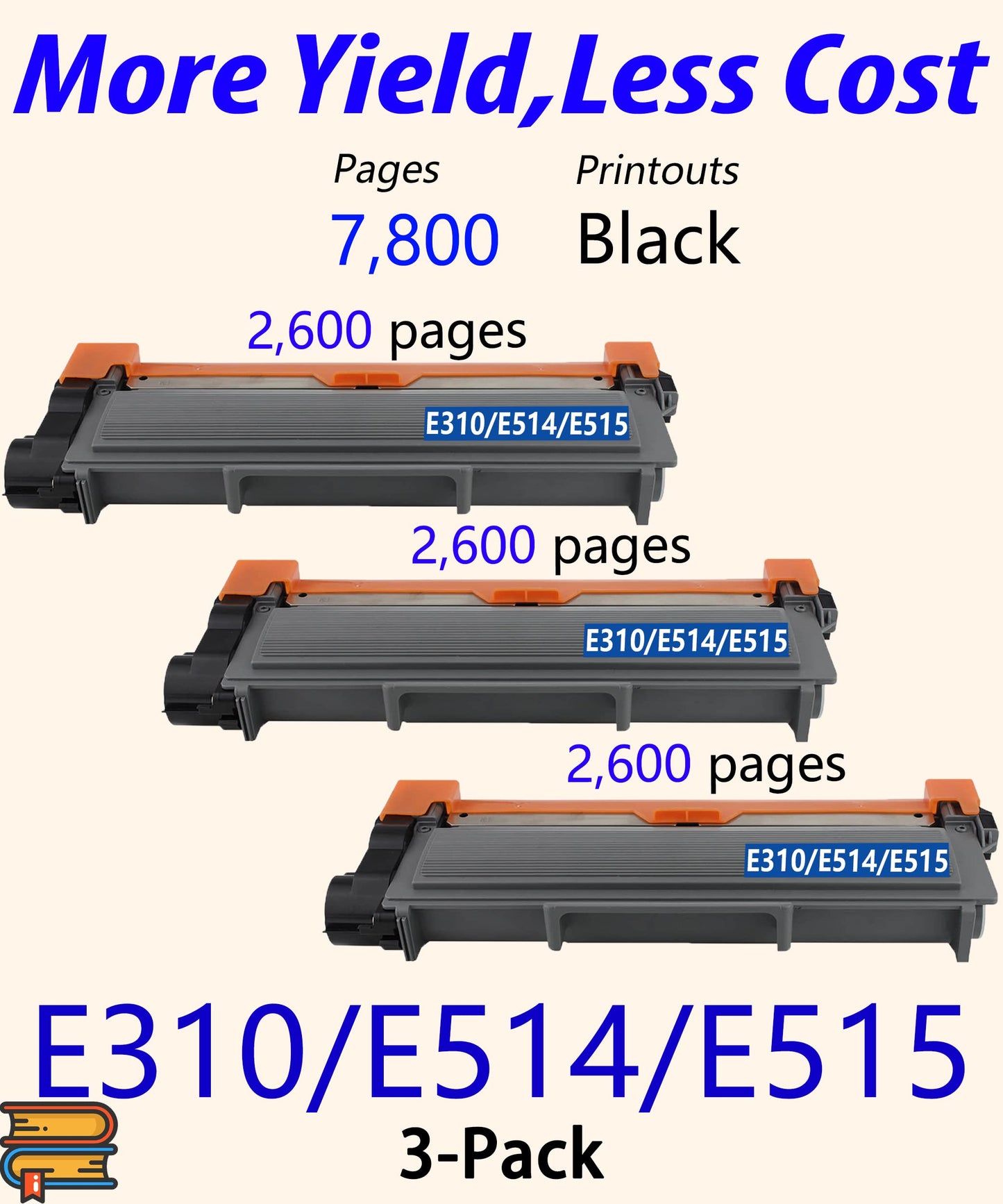 3-Pack ColorPrint Compatible Toner Cartridge Replacement for Dell E515 E514 E310 593-BBKD E310DW E515DW E514DW E515DN PVTHG P7RMX Laser Printer