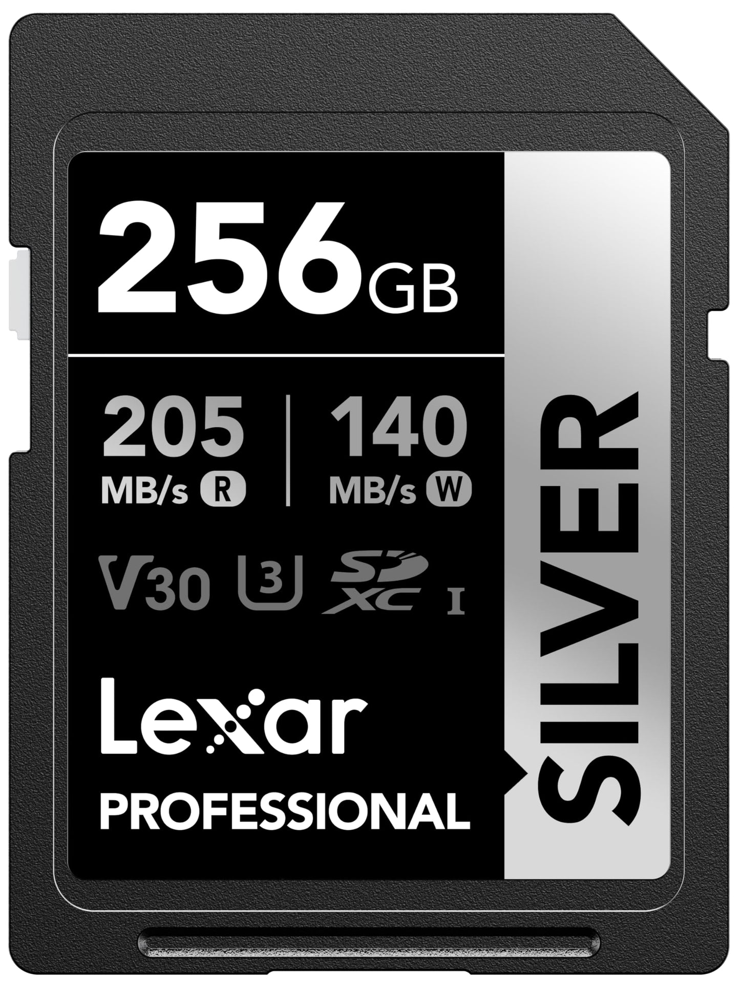 Lexar 256GB Professional Silver SD Card, UHS-I, C10, U3, V30, 4K, Up to 205/140 MB/s SDXC Memory Card, for Photographer, Videographer, Enthusiast