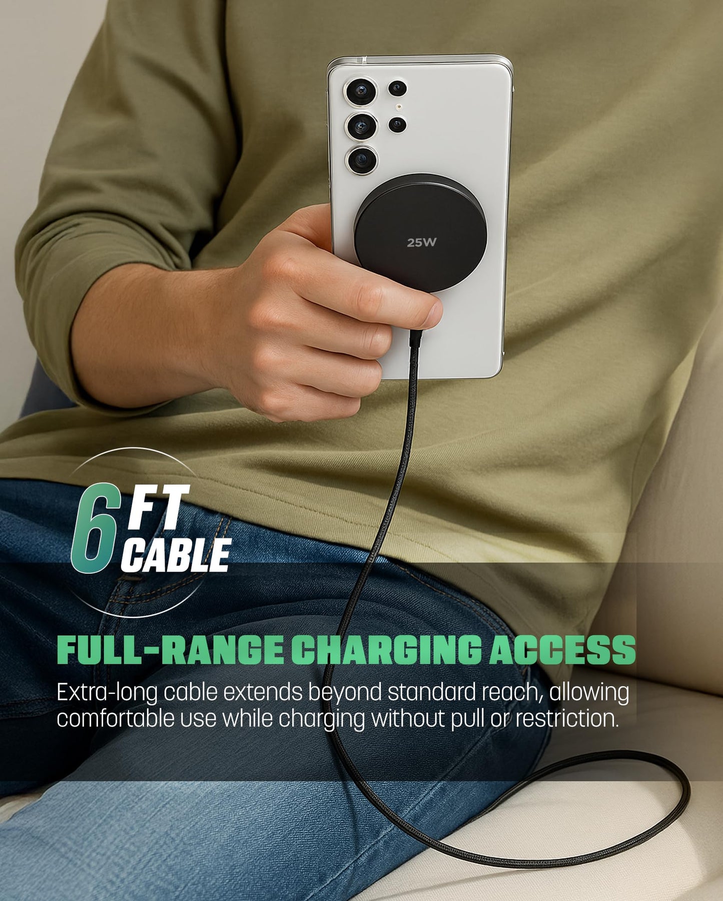 Galvanox Magnetic Wireless Charger for Samsung, 25W Fast Charging Pad with 30W PPS USB-C Wall Adapter, Removable USB-C Cable, LED Charging Indicator