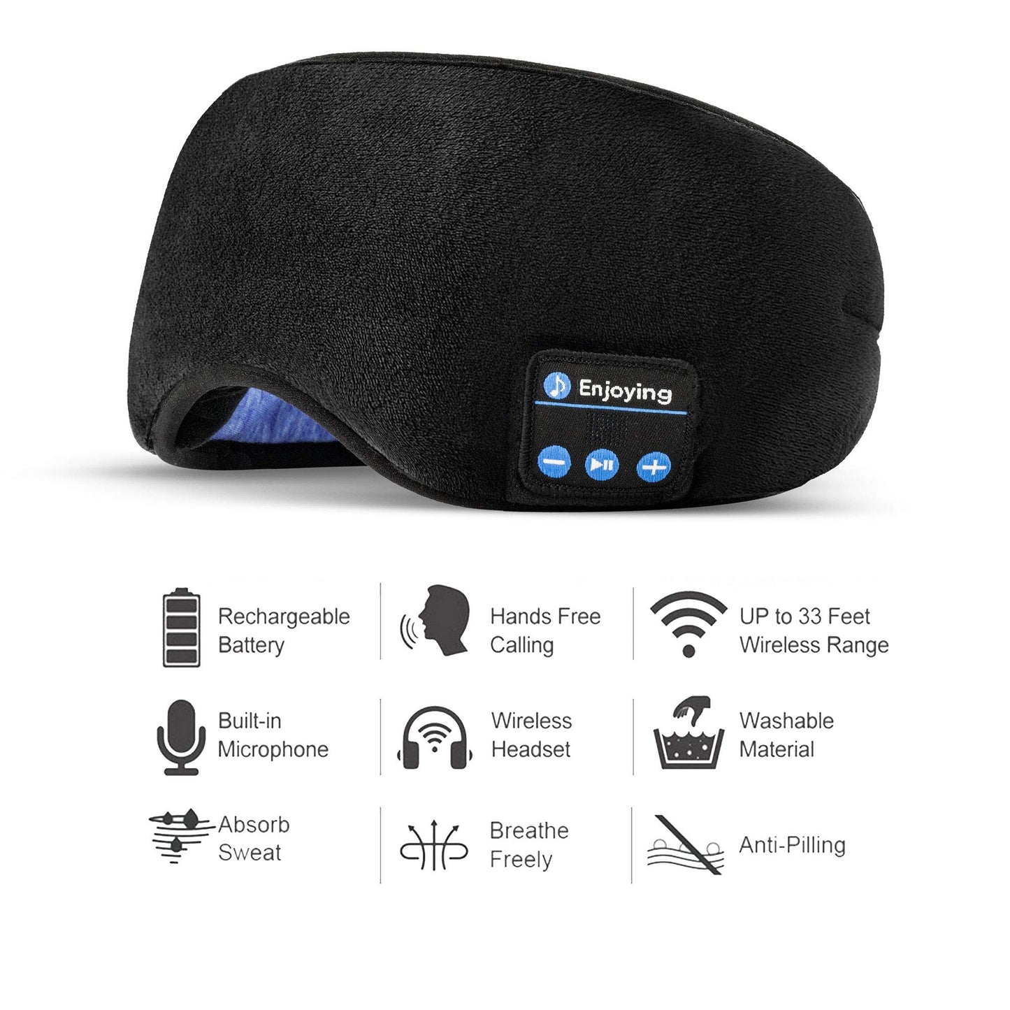 Voerou Sleep Headphones 5.2 Bluetooth Sleep Mask with Music and Ultra Thin Speakers Perfect for Sleeping, Air Travel,Meditation and Relaxation，Unique…