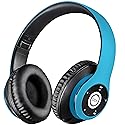 iJoy Bluetooth Headphones Over Ear, Wireless and Wired Foldable Headset Built-in Microphone, FM, Micro SD Card Slot - (Blue) Adults Kids Boys