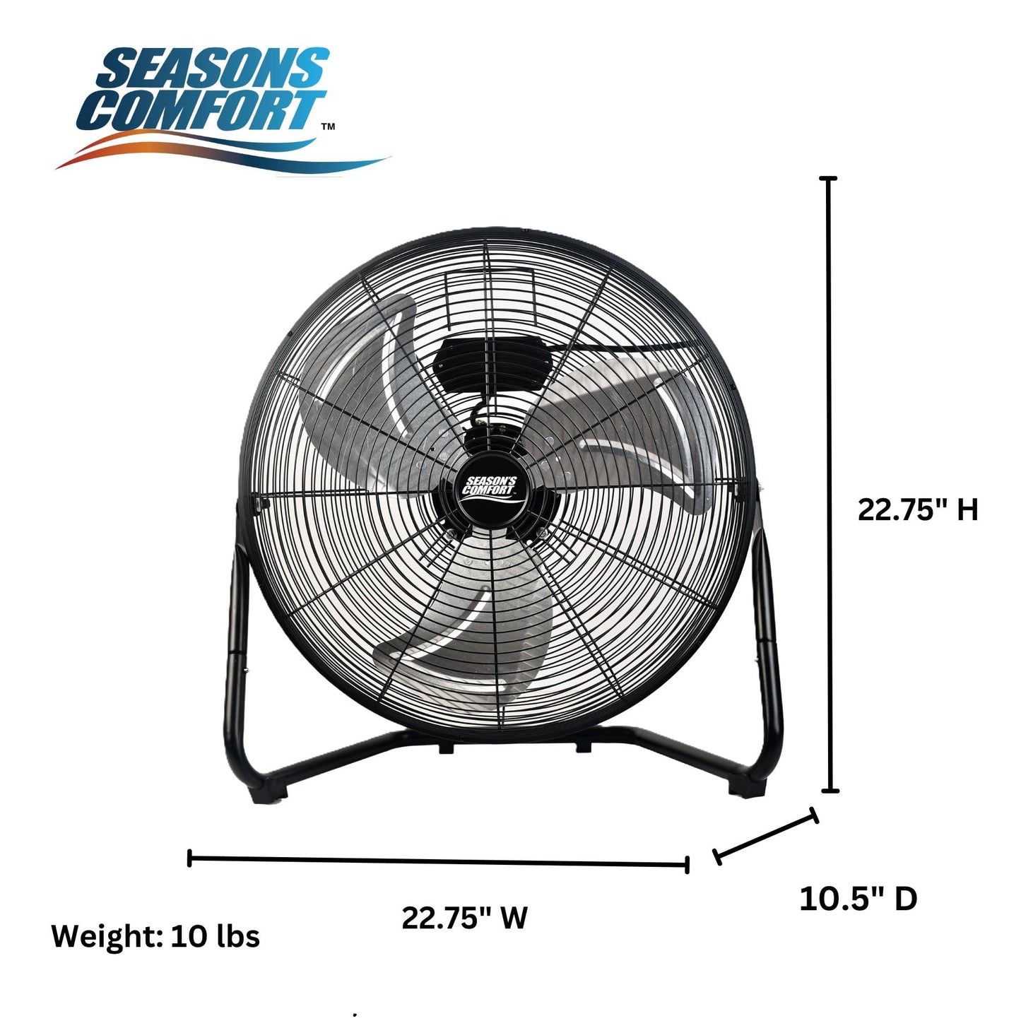 Seasons Comfort 20 Inch High Velocity Fan, All-Metal, 3 Speed, Black -FHV20