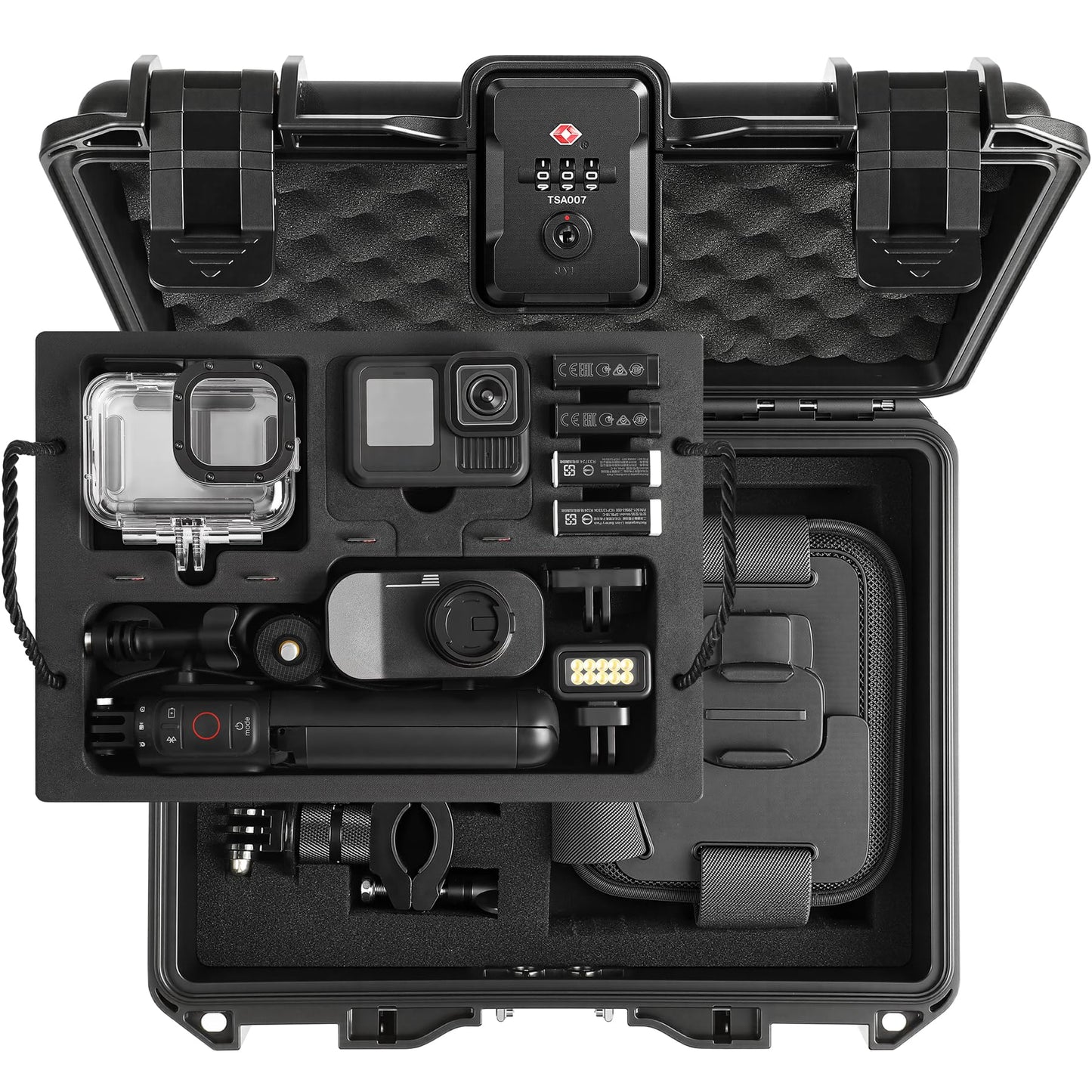 STARTRC VCR Case Organizer for GoPro Hero 13, Lockable TSA Dual Layer Waterproof Hard Carrying Case for GoPro Hero 12/11/10/9/8/Media