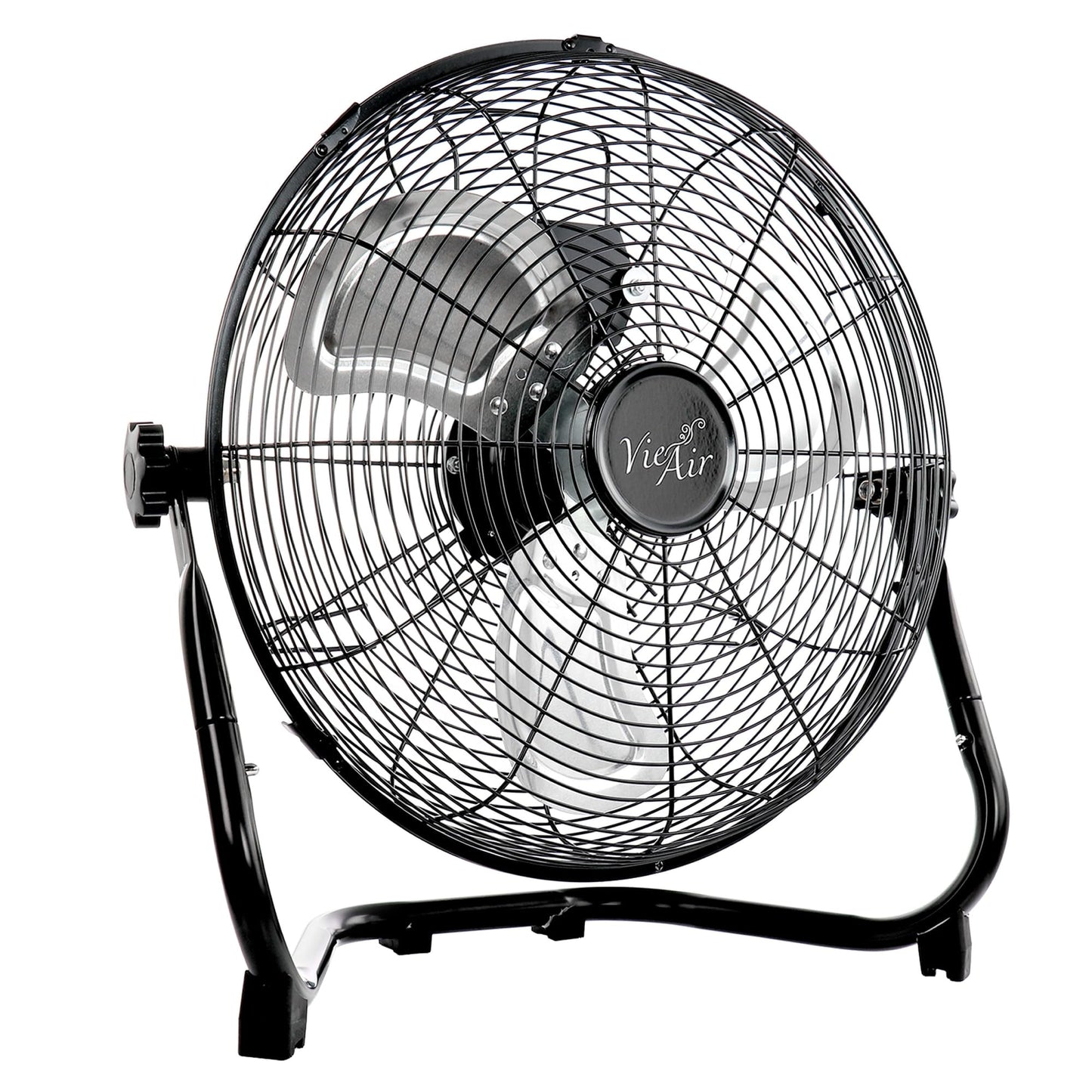 Vie Air 20 Inch Twin Pack Industrial Tilting High Velocity 3 Speed Metal Floor Fan, Black