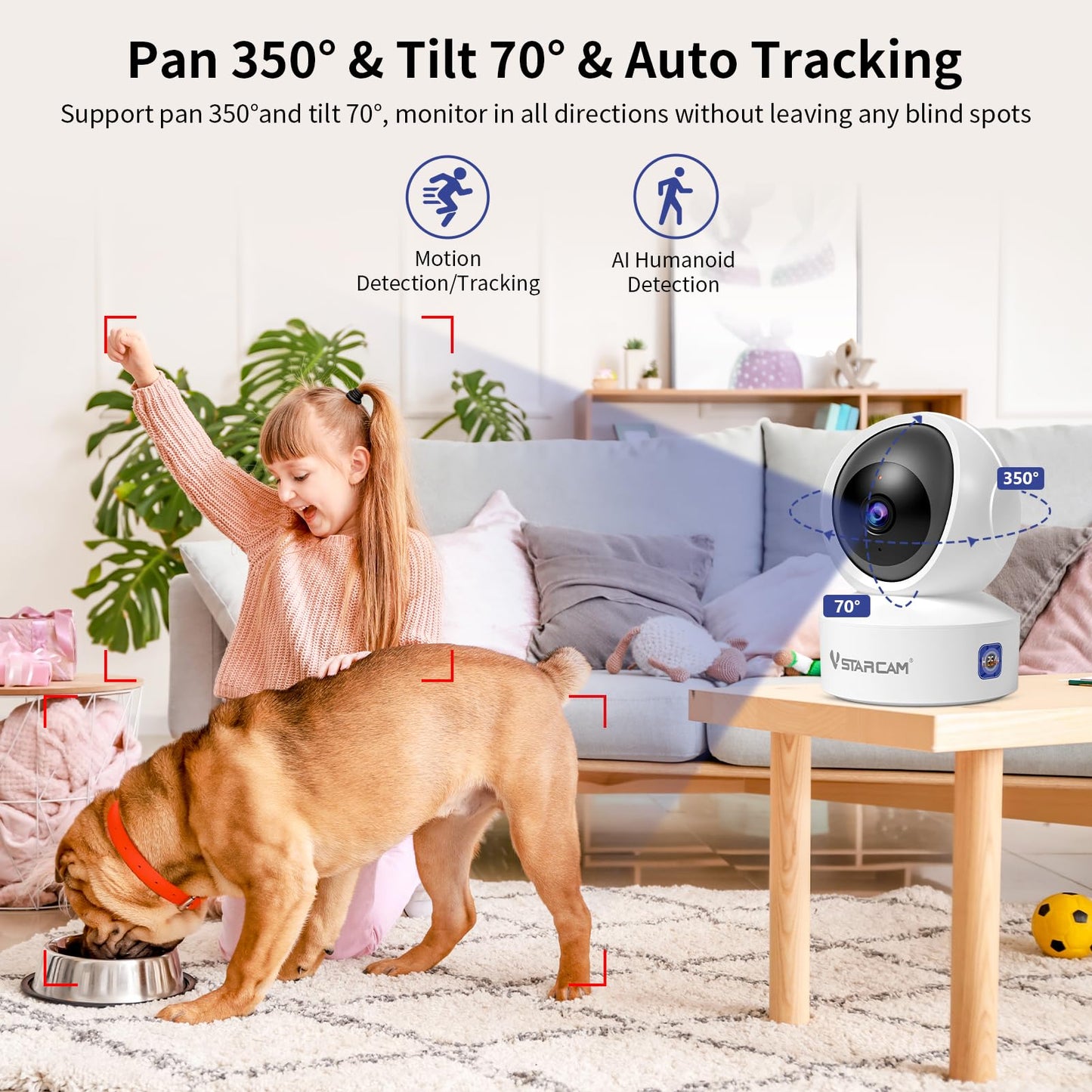 VSTARCAM Indoor Security Camera, 1080P HD WiFi Camera, Baby Camera, Pet Camera, Baby Monitor with Night Vision 2-Way Audio, Dog Camera with Phone APP