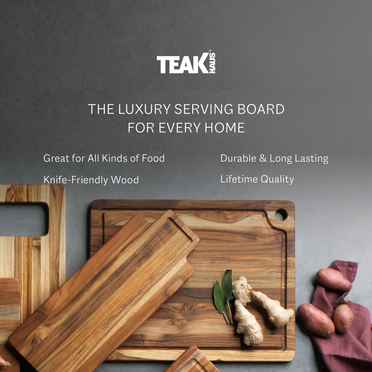 Teakhaus Marine Cutting Board with Juice Groove - Large Rectangle Bar Cutting Board - Holiday Gift Ideas for Men and Women - Gift-Ready, Reversible…