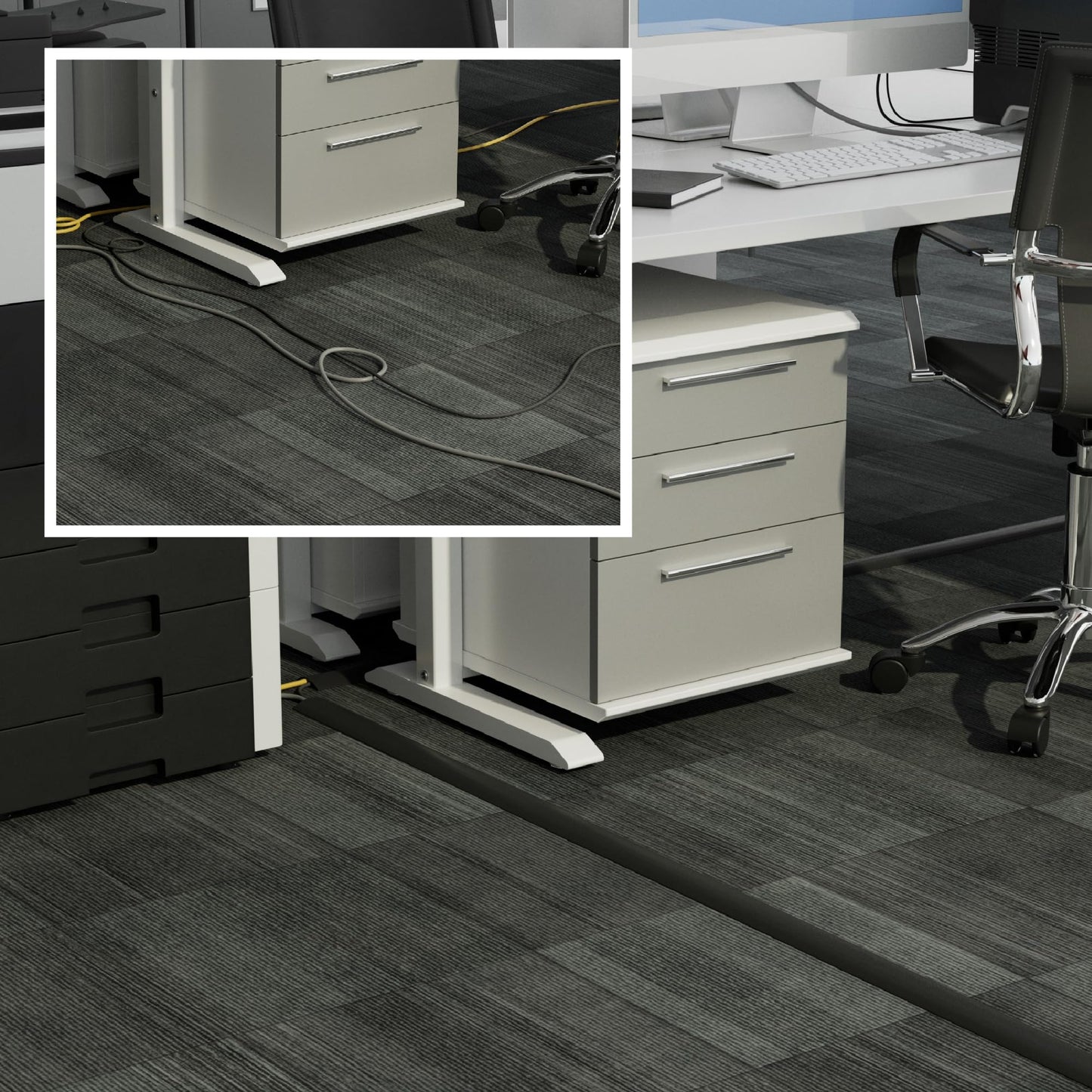D-Line 6ft Floor Cord Cover, Cable Protector, Hide Extension Cords, Protect Cords, Prevent Cable Trips, Heavy Duty Cord Hider - Cable Cavity = 0.63"