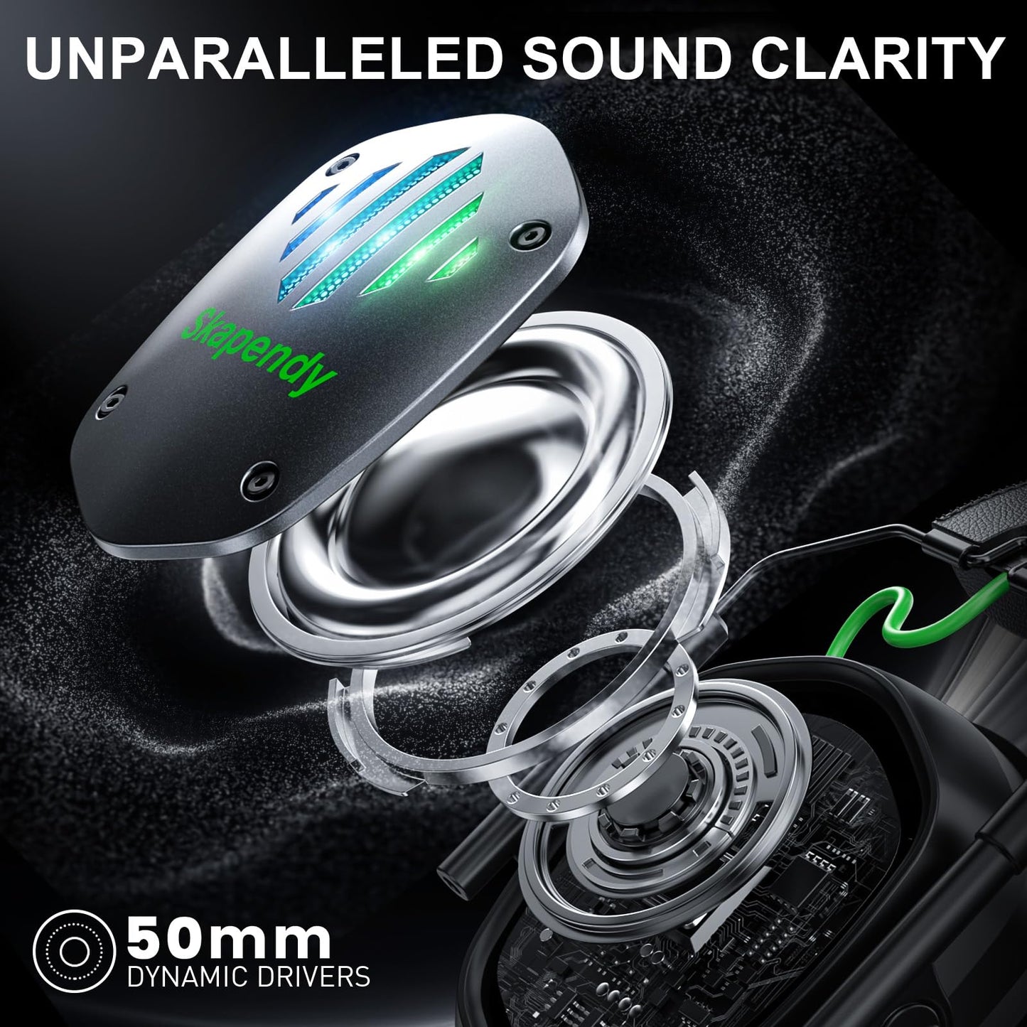 SKAPENDY Wireless Gaming Headset for PS5, PS4, PC, Switch - 2.4GHz & Bluetooth Headphones with Mic, 20ms Low Latency, 3D Stereo Sound, ENC Noise