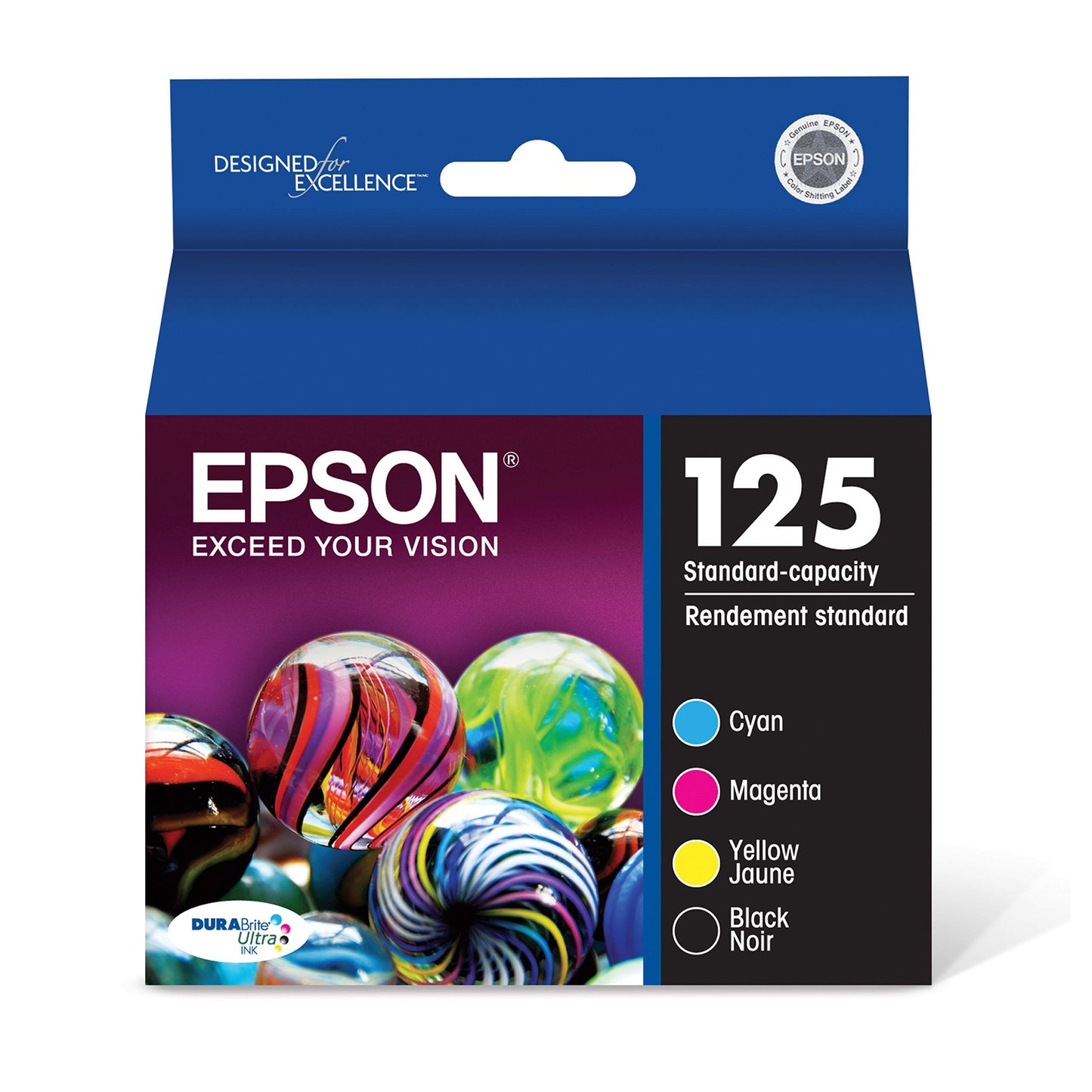 EPSON 125 DURABrite Ultra Ink Black & Color Cartridge Combo Pack For Stylus NX-125, 127, 130, 230, 420, 530, 625, WorkForce WF-320, 323, 325, 520
