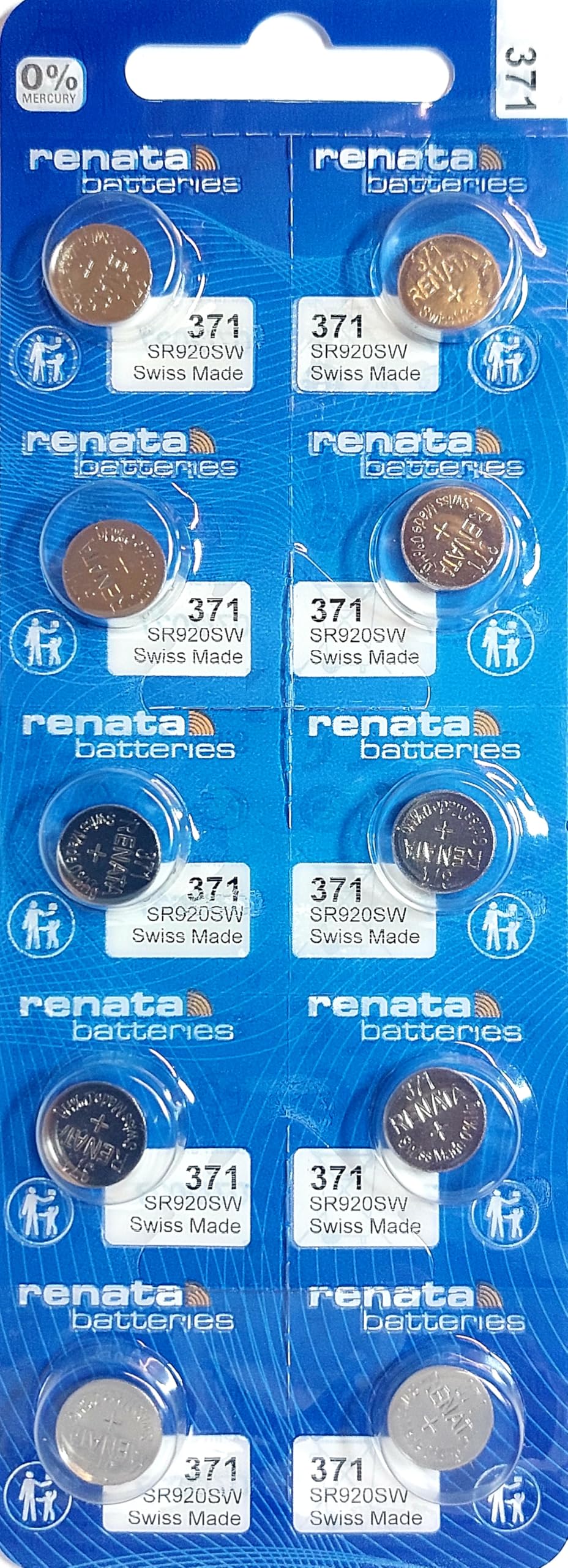 Renata 371 SR920SW Watch Cell Battery Swiss Made 1.55V - Pack of 10