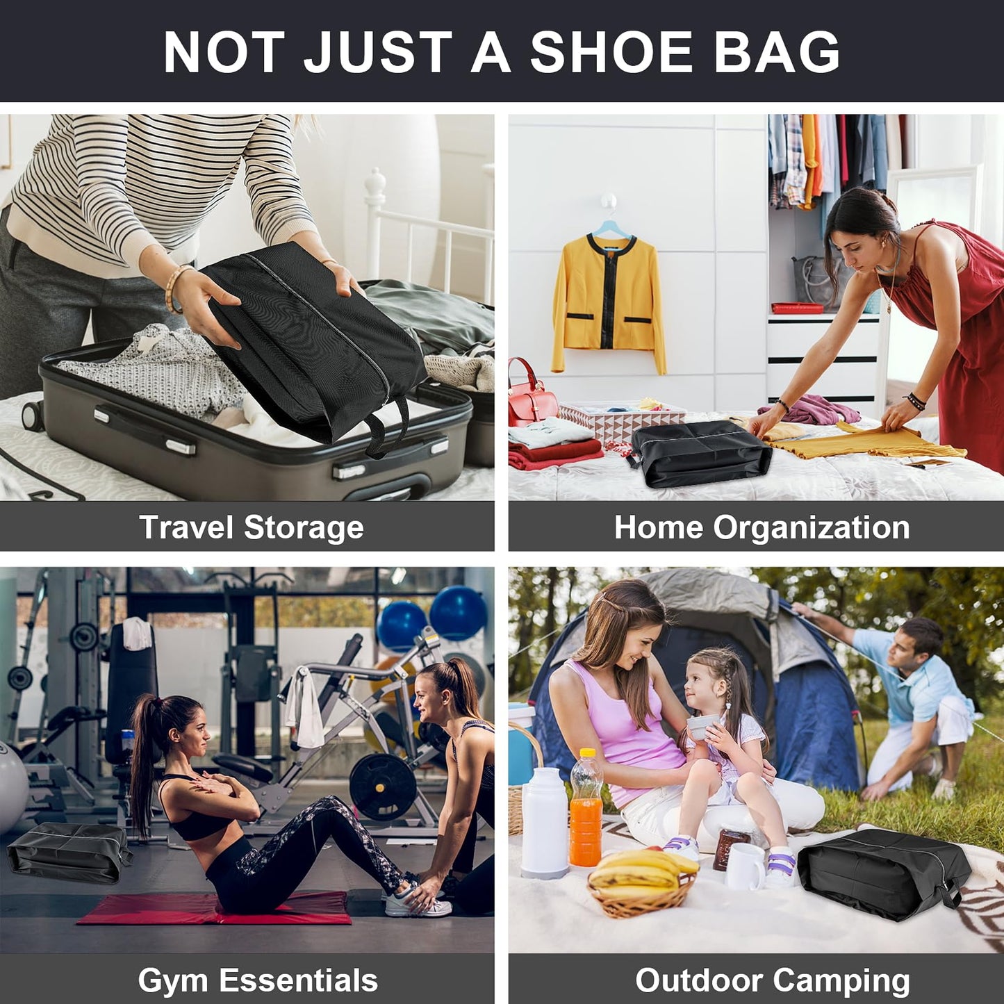 4-Pack Travel Shoe Bags – Durable, Reusable, Waterproof Storage with Smooth Zipper, Portable Packing Essentials for Travel