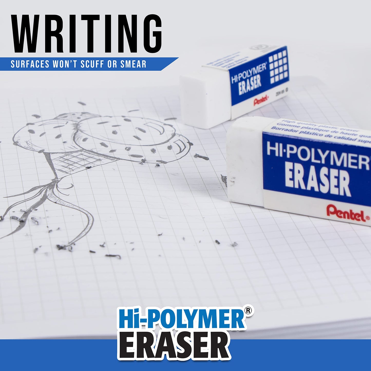 Pentel Hi-Polymer Block Eraser, Small, Box of 48 (ZEH-05)