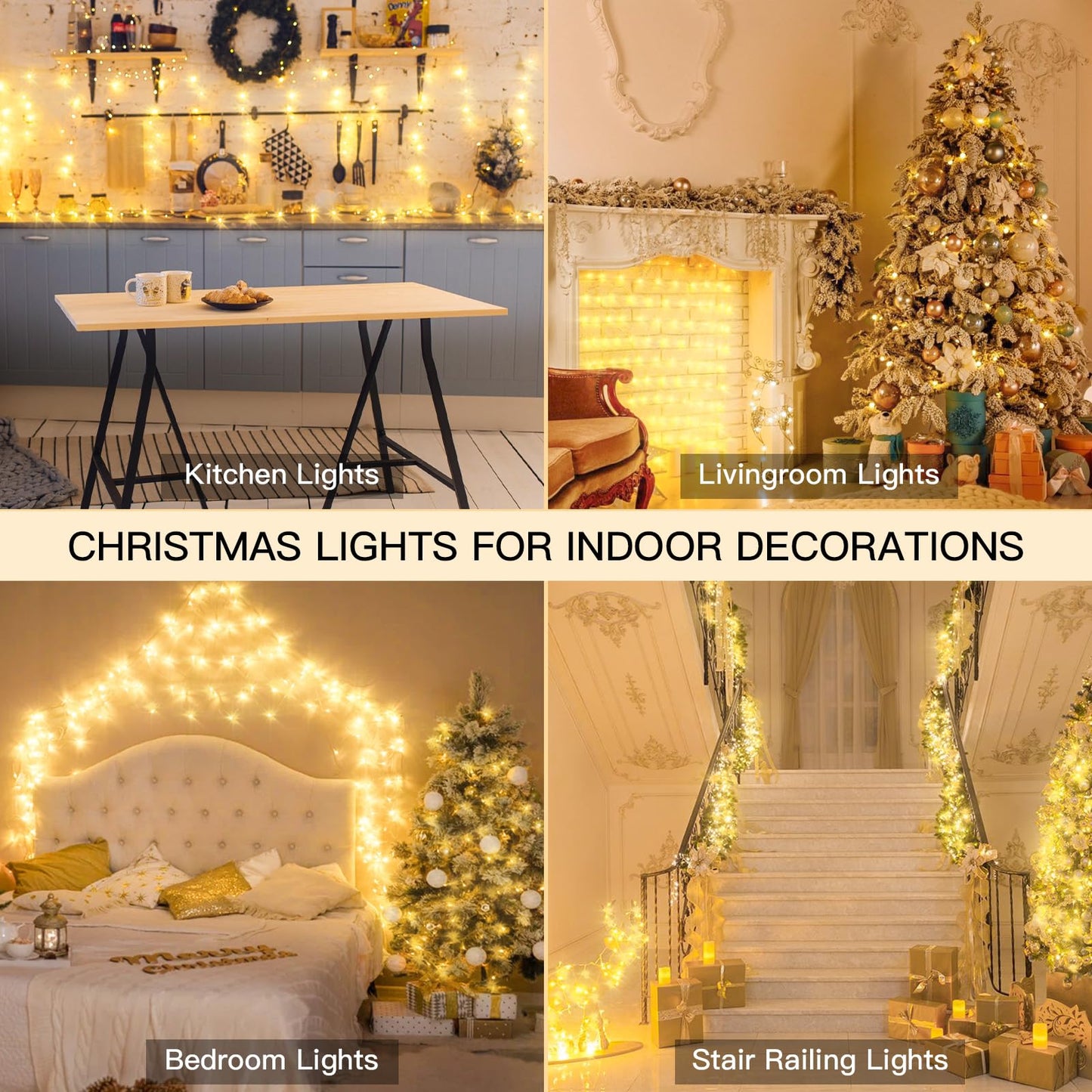 suddus Indoor String Lights with Remote, Warm White Christmas Lights Plug in with Timer, 33ft 100 LED Twinkle Fairy Lights for Bedroom Dorm Xmas Tree