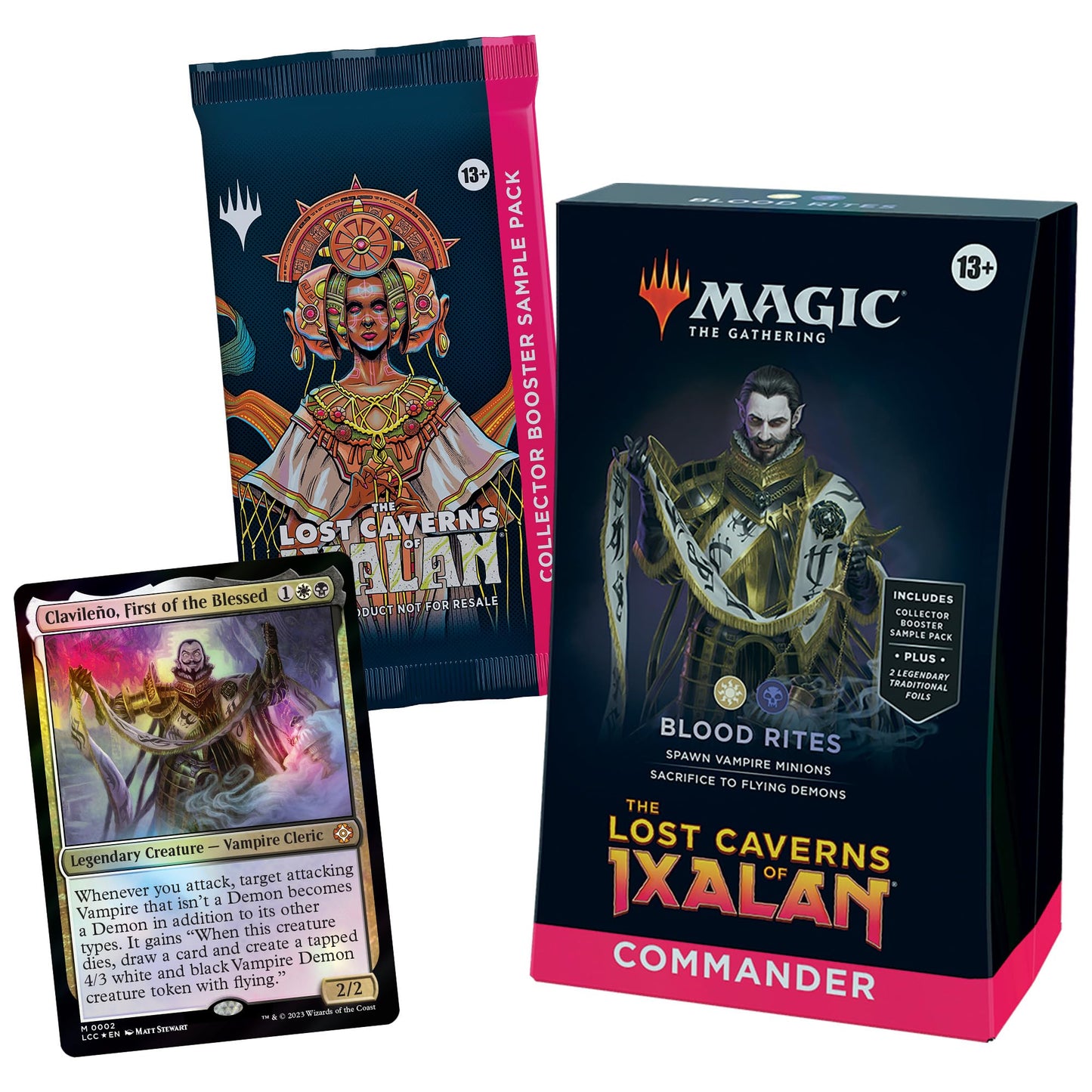 Magic: The Gathering The Lost Caverns of Ixalan Commander Deck - Blood Rites (100-Card Deck, 2-Card Collector Booster Sample Pack + Accessories)