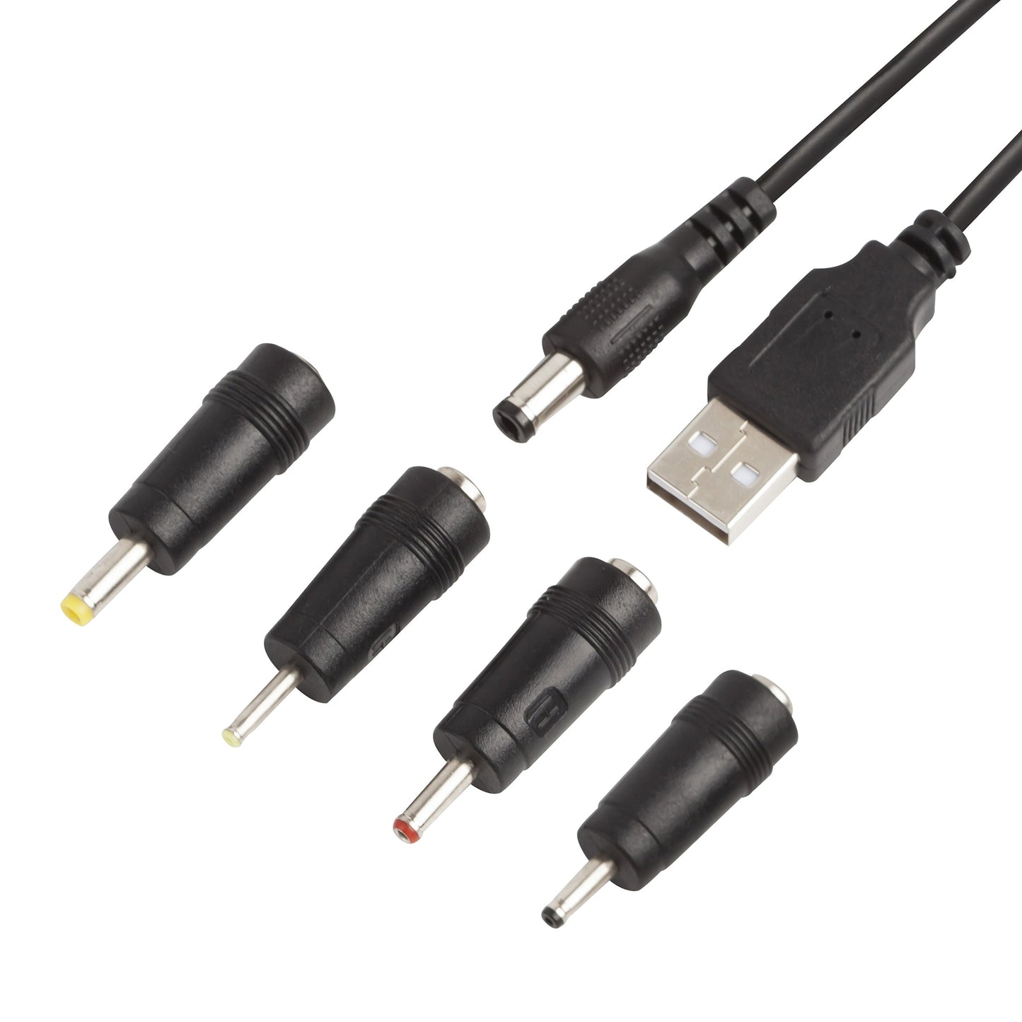 DC Plugs for Small Electronics and Devices Universal 5.5X2.1mm Jack to 4 Plugs 4.0X1.7mm, 3.5X1.35mm, 3.0X1.1mm, 2.5X0.7mm with 1x Cable 5.5X2.1mm