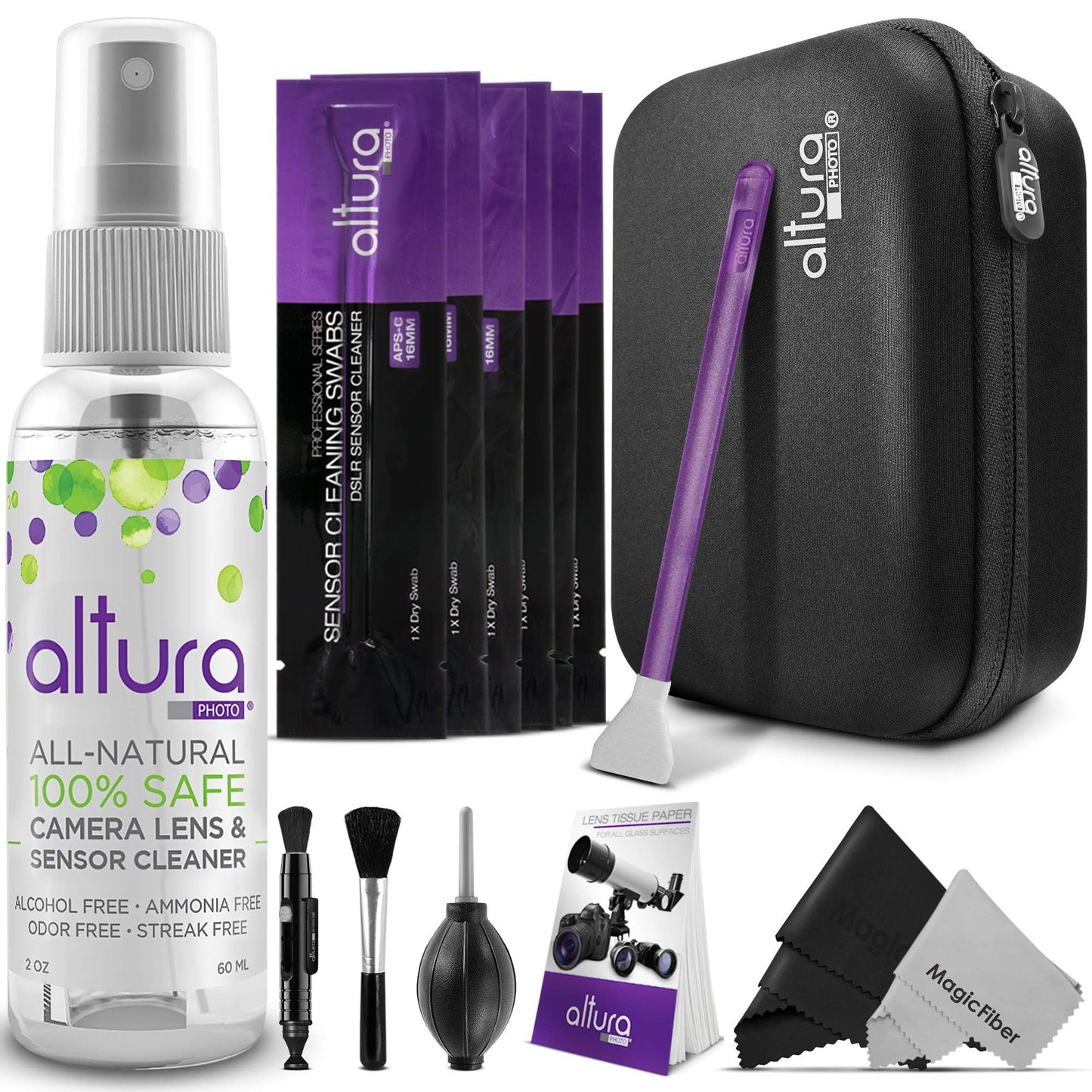 Altura Photo Professional Camera Cleaning Kit for APS-C DSLR & Mirrorless Cameras - Lens and Sensor Cleaner - Includes Case, Spray, Swabs, Blower