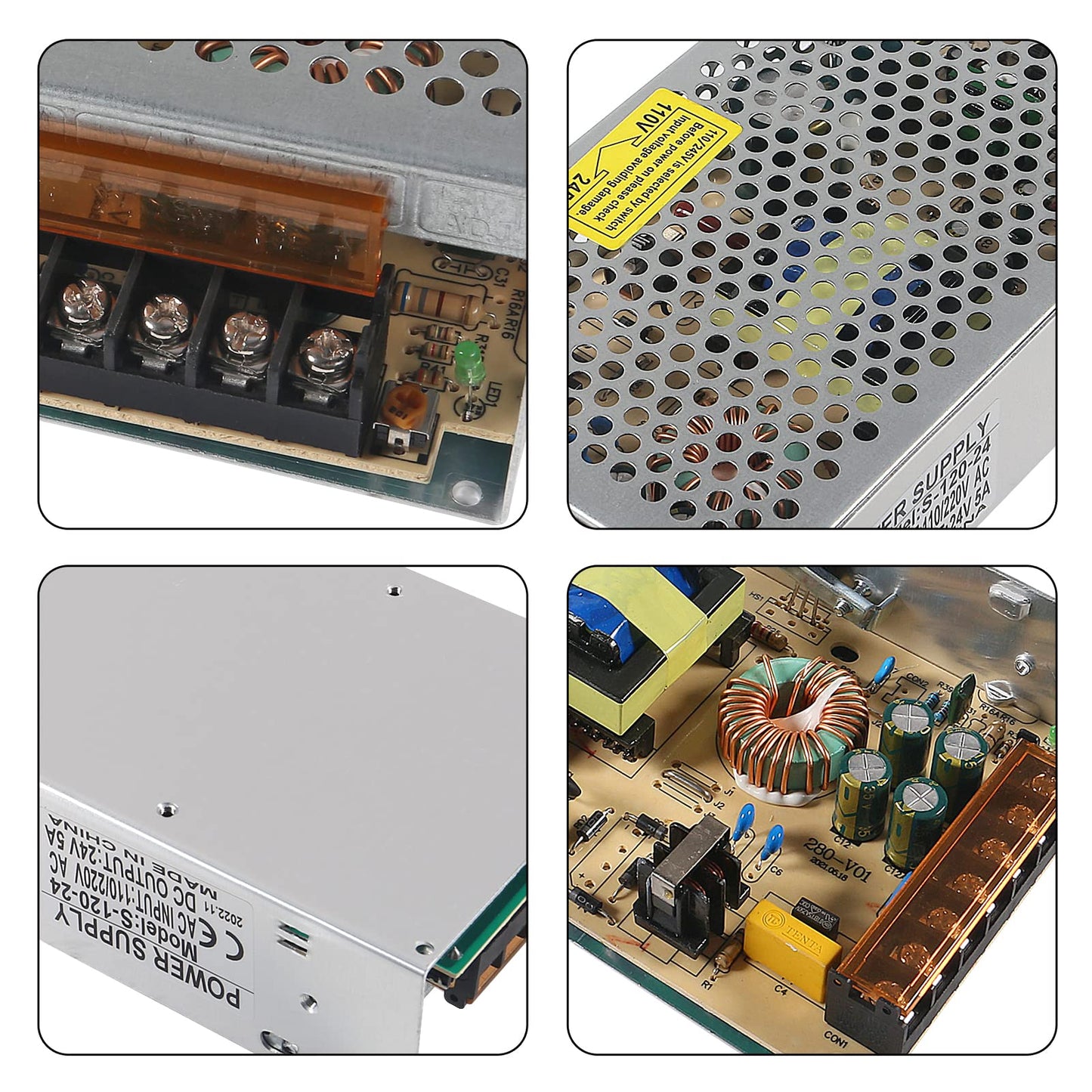 24V 5A Power Supply Transformer Adapter 120W AC 110V 220V to DC 24 Volt 5A Universal Regulated Switching Transformer Adapter Converter Driver for LED…