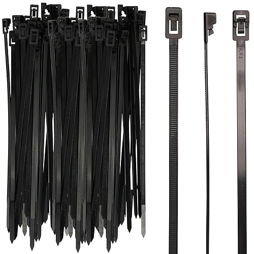 Harrier Hardware 250-Count Reusable 8-inch UV Resistant Nylon Cable Zip Ties, Black