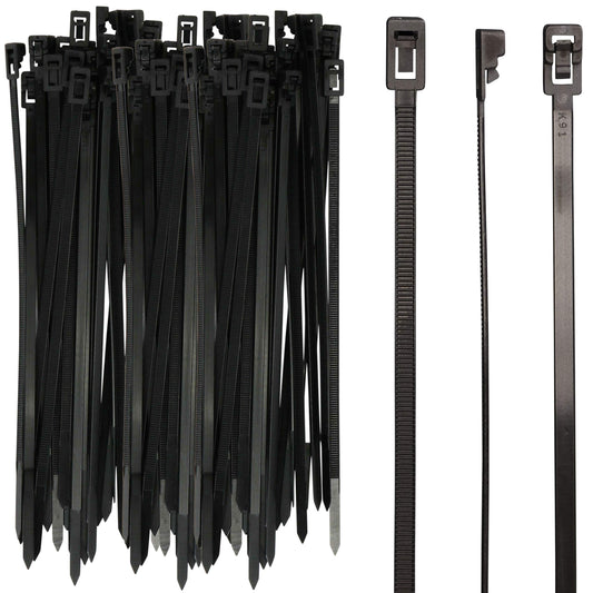 Harrier Hardware 250-Count Reusable 8-inch UV Resistant Nylon Cable Zip Ties, Black