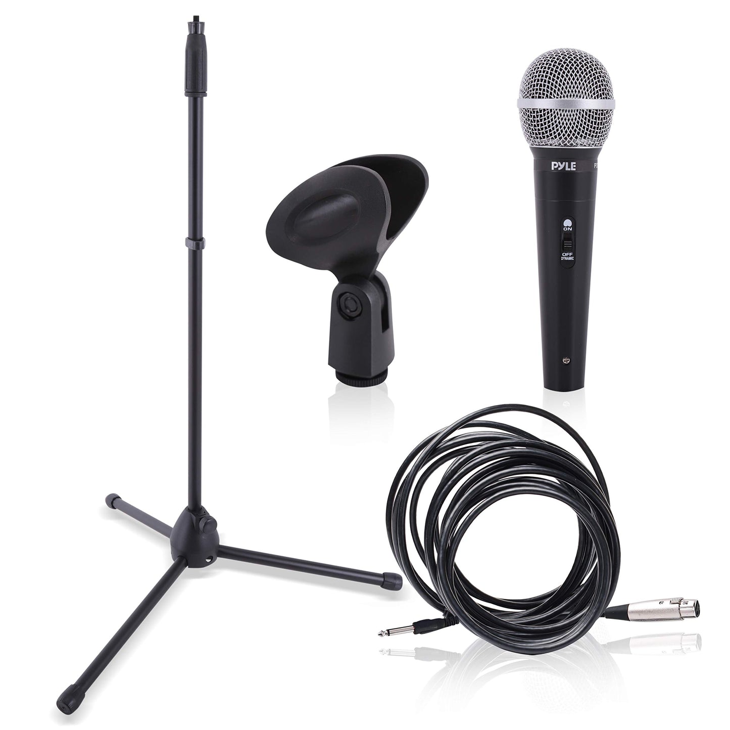 Professional Handheld Dynamic Microphone Kit - Unidirectional Vocal Wired Microphone w/Carry Bag, Metal Mic Stand, Holder/Clip & 16.4ft XLR Audio