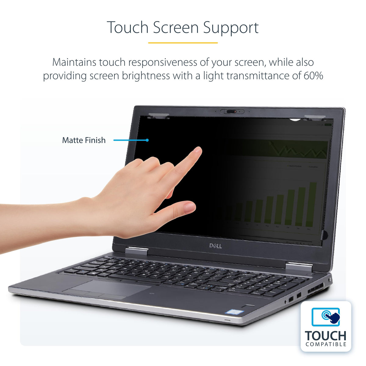 StarTech.com 16-inch 16:10 Flip-Up Privacy Screen with Touch, Laptop Security Shield, Anti-Glare Blue Light Filter
