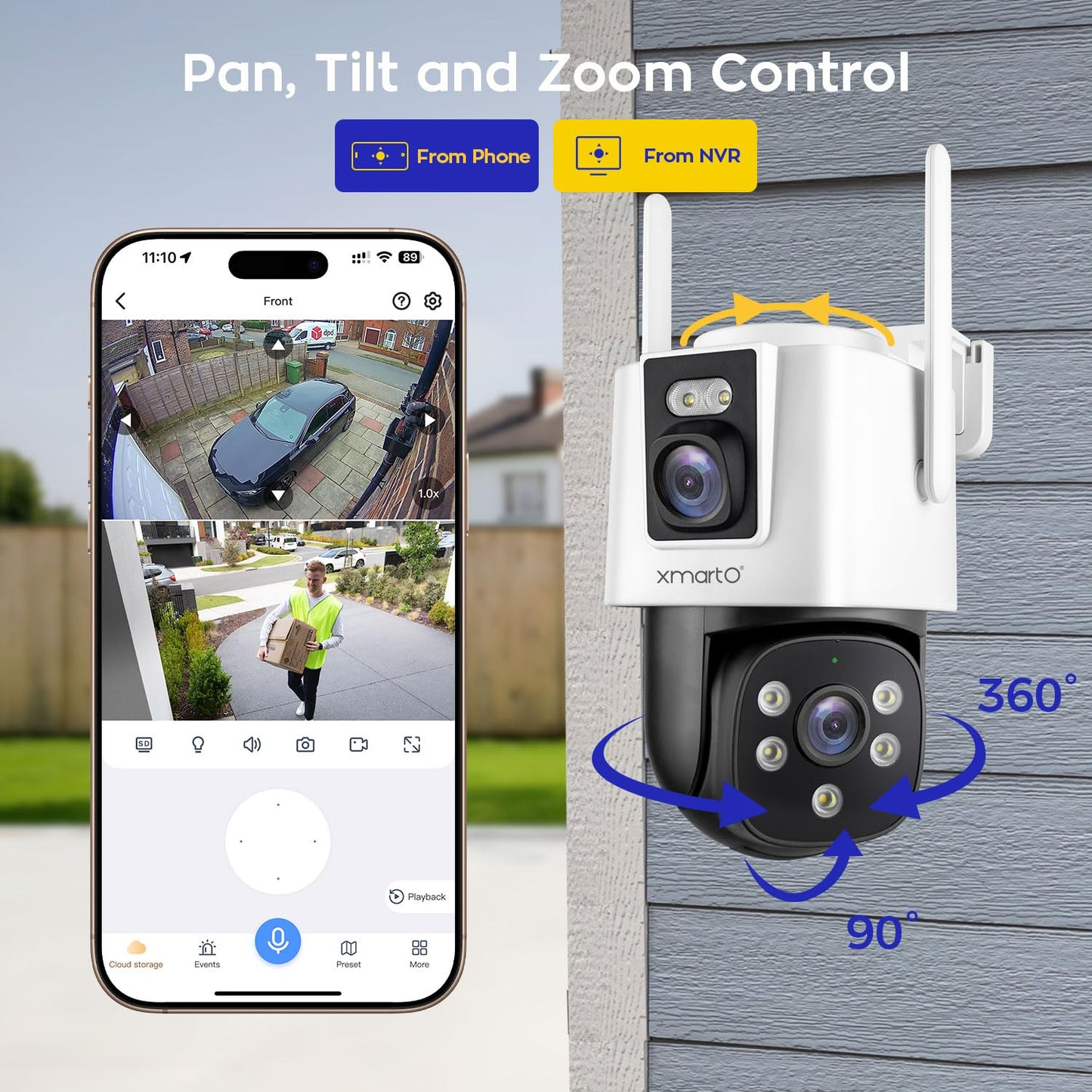 xmartO [Dual-CAM 180+° FOV] 6MP 2-in-1 WiFi Home Security Camera with AI Tracking, Pan Tilt Zoom, 5G Dual Band, Bluetooth Easy Setup (Standalone