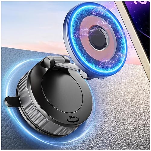 LFNOWN Phone Holders for Your Car Adjustable Upgraded Vacuum Magnetic Suction Cup Phone Mount for Car/Gym/Mirror,Magnetic Car Phone Holder Compatible