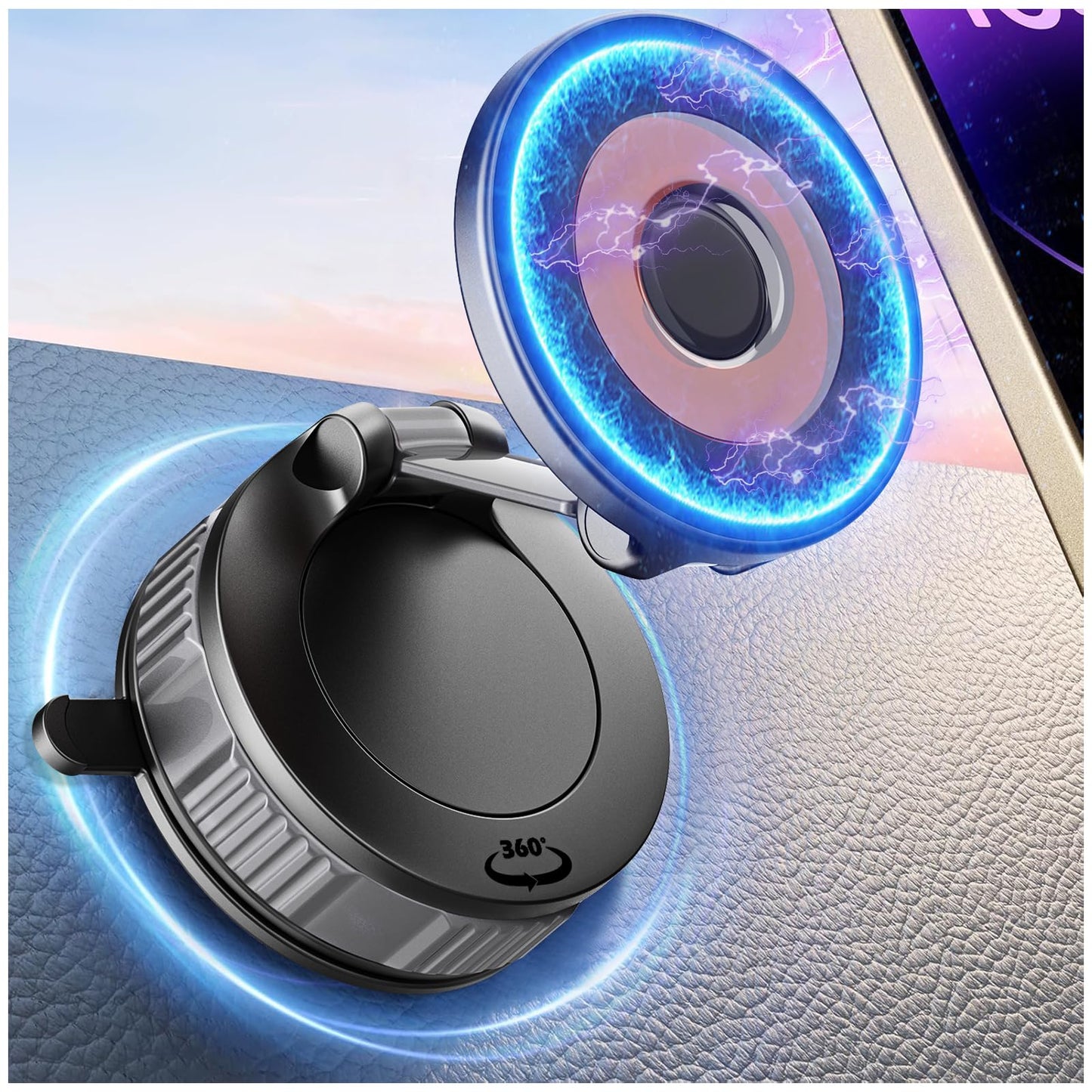 LFNOWN Phone Holders for Your Car Adjustable Upgraded Vacuum Magnetic Suction Cup Phone Mount for Car/Gym/Mirror,Magnetic Car Phone Holder Compatible