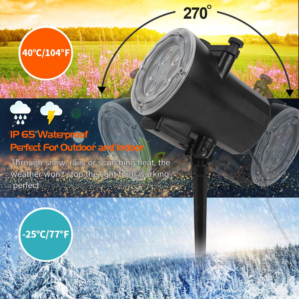 4th of July Projector,Christmas Halloween Lights Projector,Waterproof Indoor Remote Control LED Projector Lights,16 Slides Holiday Light Party Outdoor