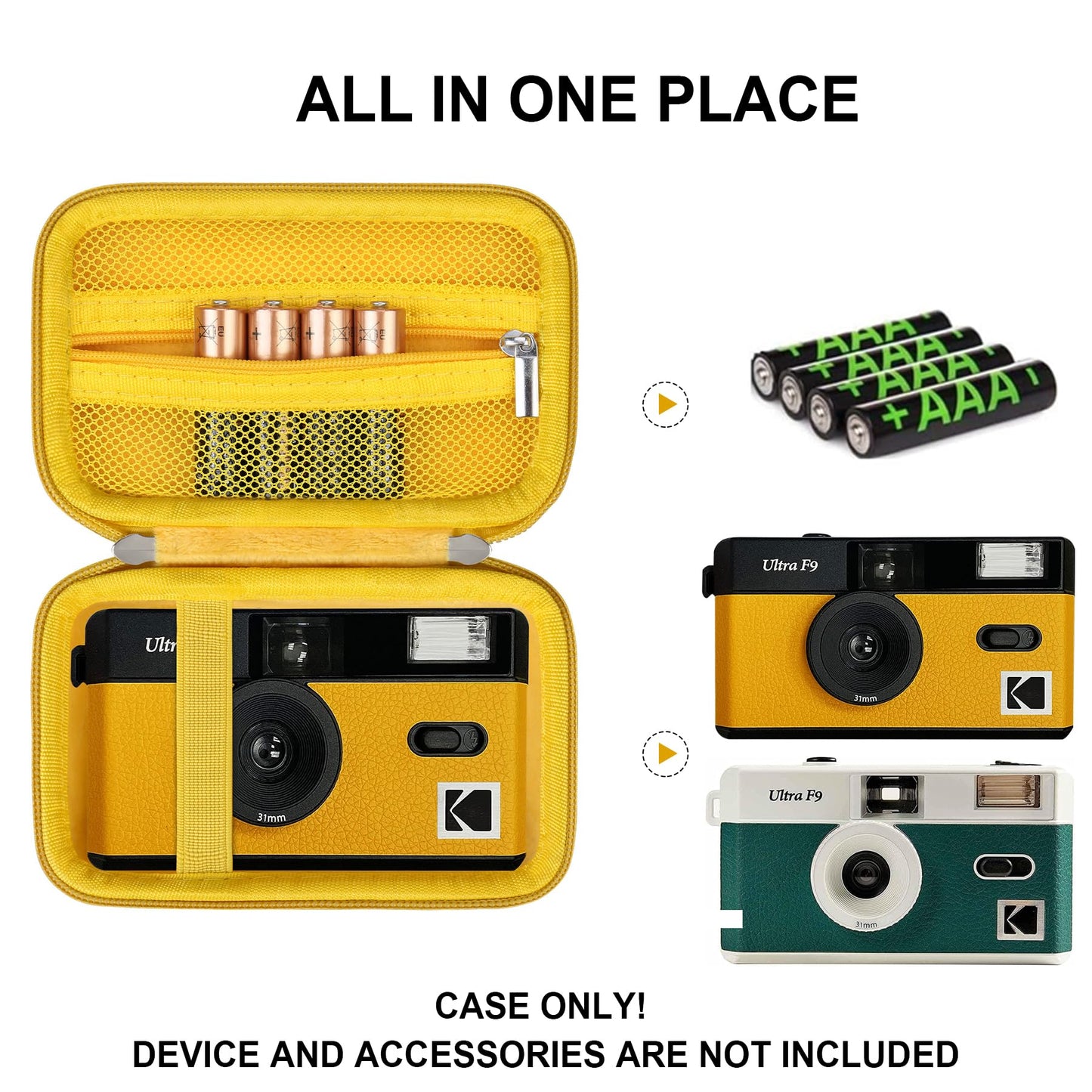 Supmay Hard Travel Case for Kodak F9/1 Shot/Ilford/Corex Reusable Ultra 35mm Film Camera, Protective Storage Carrying Case with Zipper Mesh Pocket