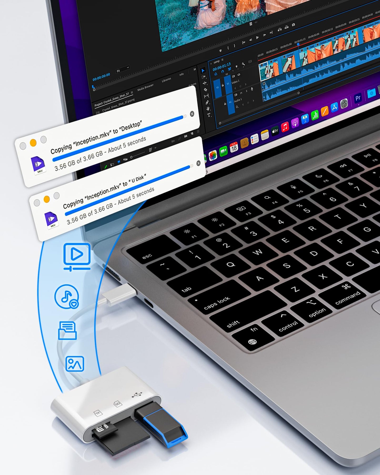YOFEEPOP SD Card Reader, USB 3.0 Type C Memory Card Adapter, SD/TF Card Reader with USB 3 Port, SD Card Reader Compatible with iPhone 17/16/15