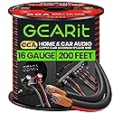 GEARit 16 Gauge Speaker Wire 200 ft,16 Gauge Wire with Foot Markers & Polarity Markings,Flexible Speaker Cable for Car Audio & Home Theater