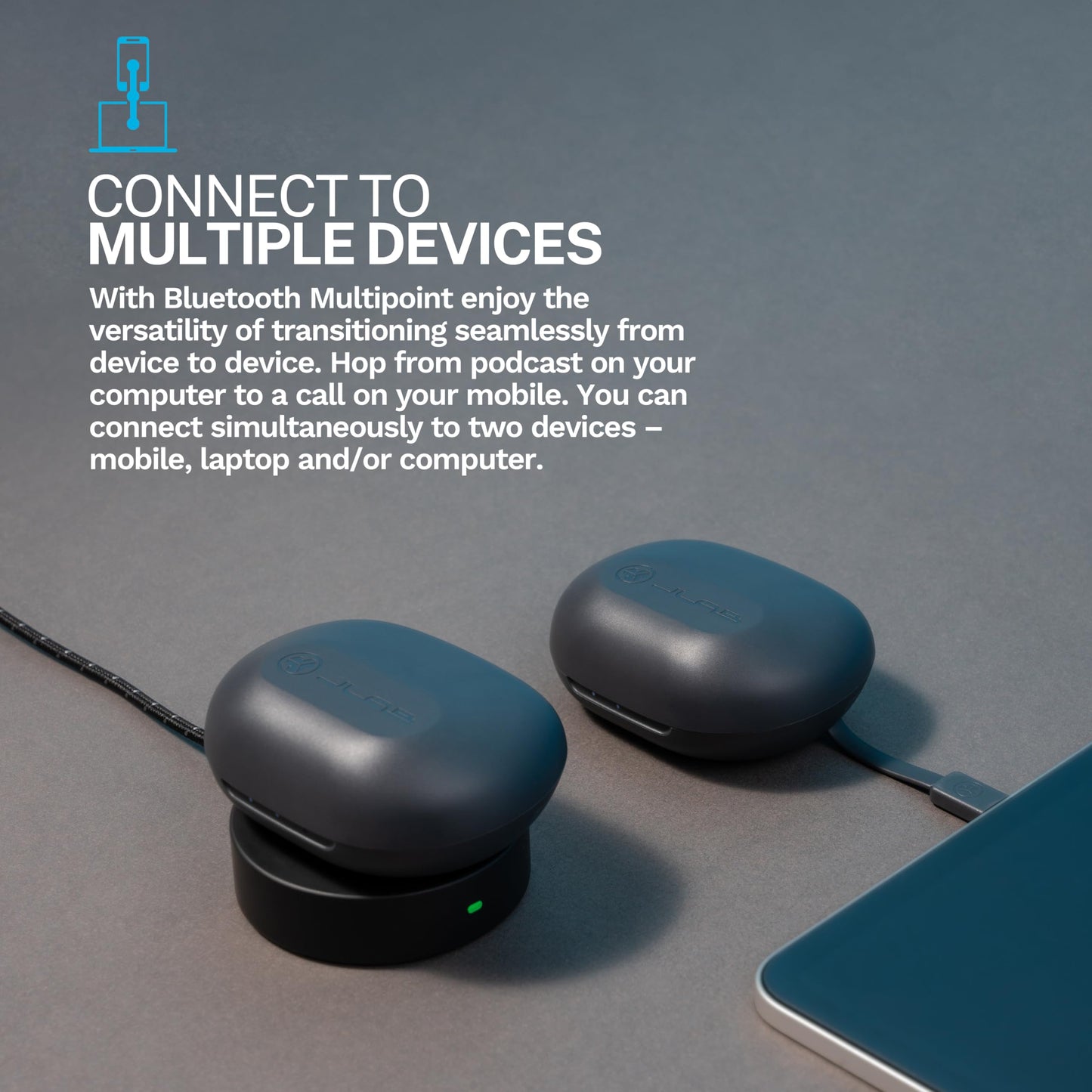 JLab JBuds Sport ANC 4 True Wireless Bluetooth Earbuds + Charging Case, Graphite, Swipe + Touch Controls, Hybrid Active Noise Cancelation, Multipoint