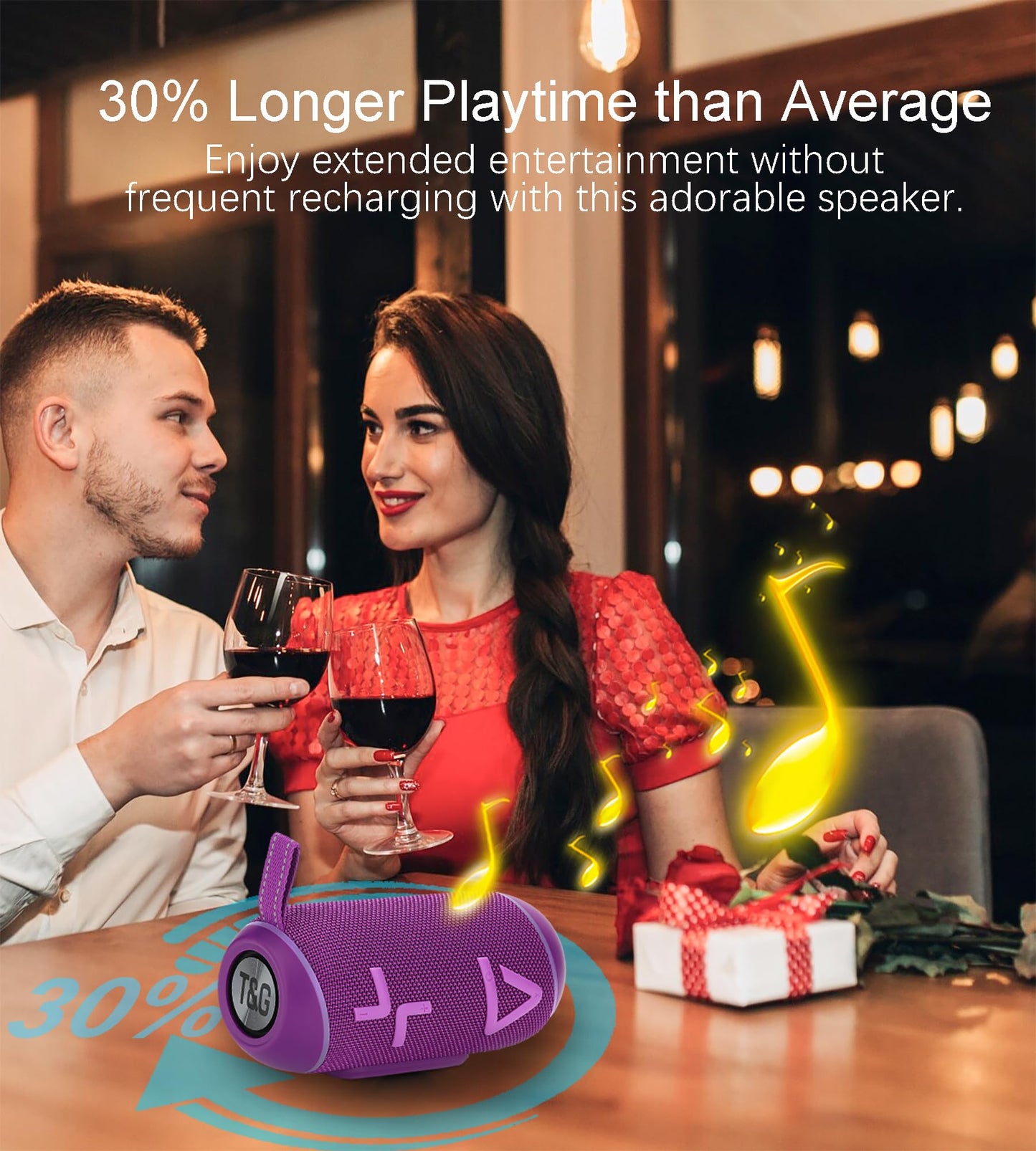 Bluetooth Speaker with Stereo Sound, Wireless Portable Speakers with RGB lights, IPX6 Waterproof, 24H Playtime, TWS Pairing, BT5.3/TF-Card, for Party